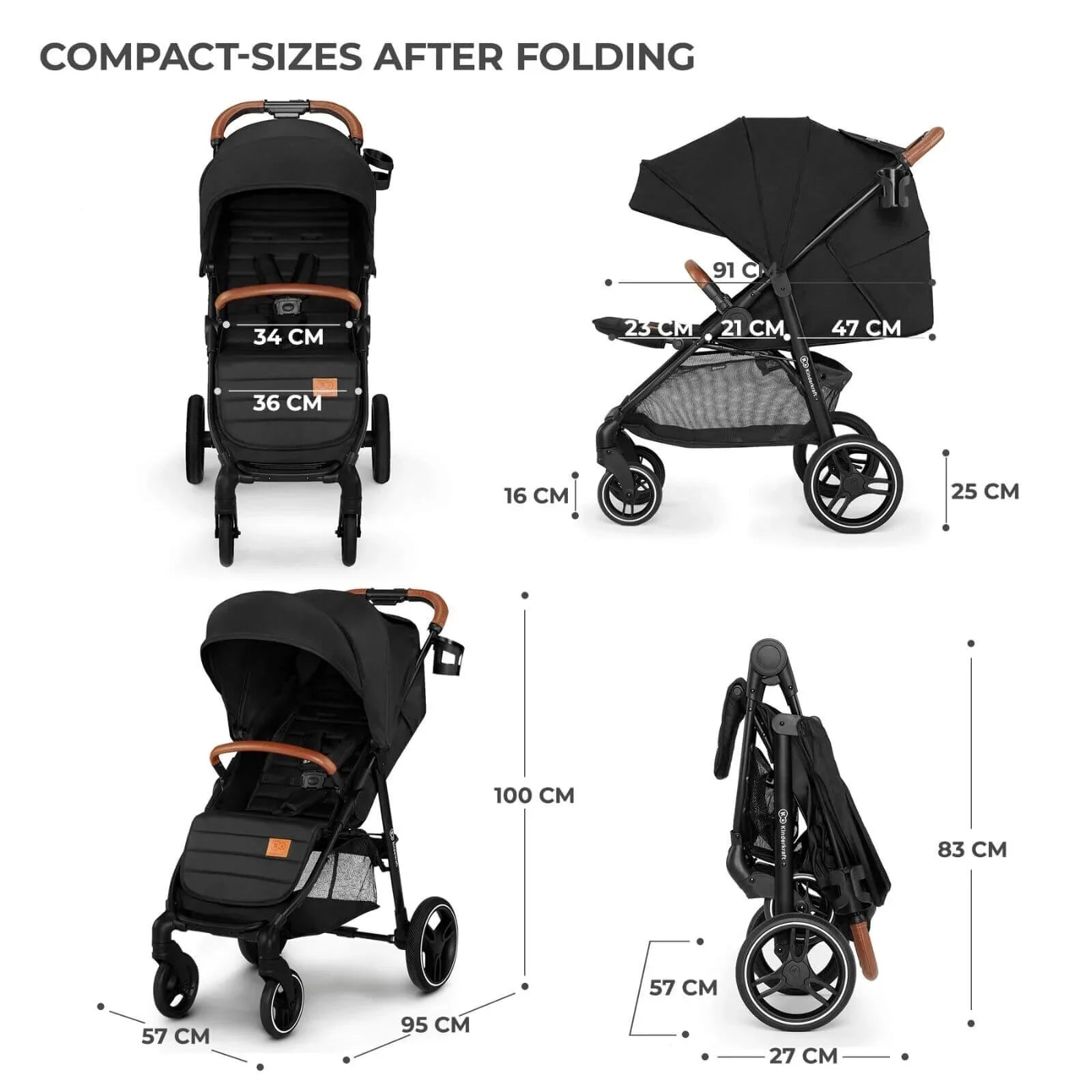 Kinderkraft Grande Plus Baby Stroller - Black - mezetto ebebek ebebek