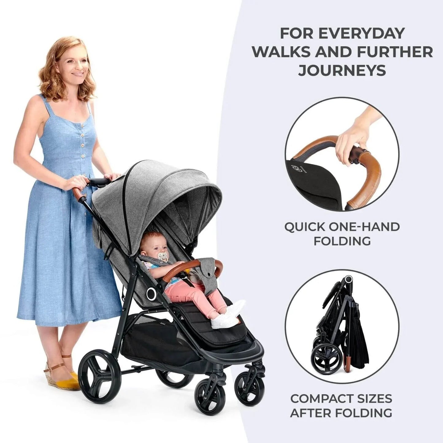 Kinderkraft Grande Plus Baby Stroller - Black - mezetto ebebek ebebek