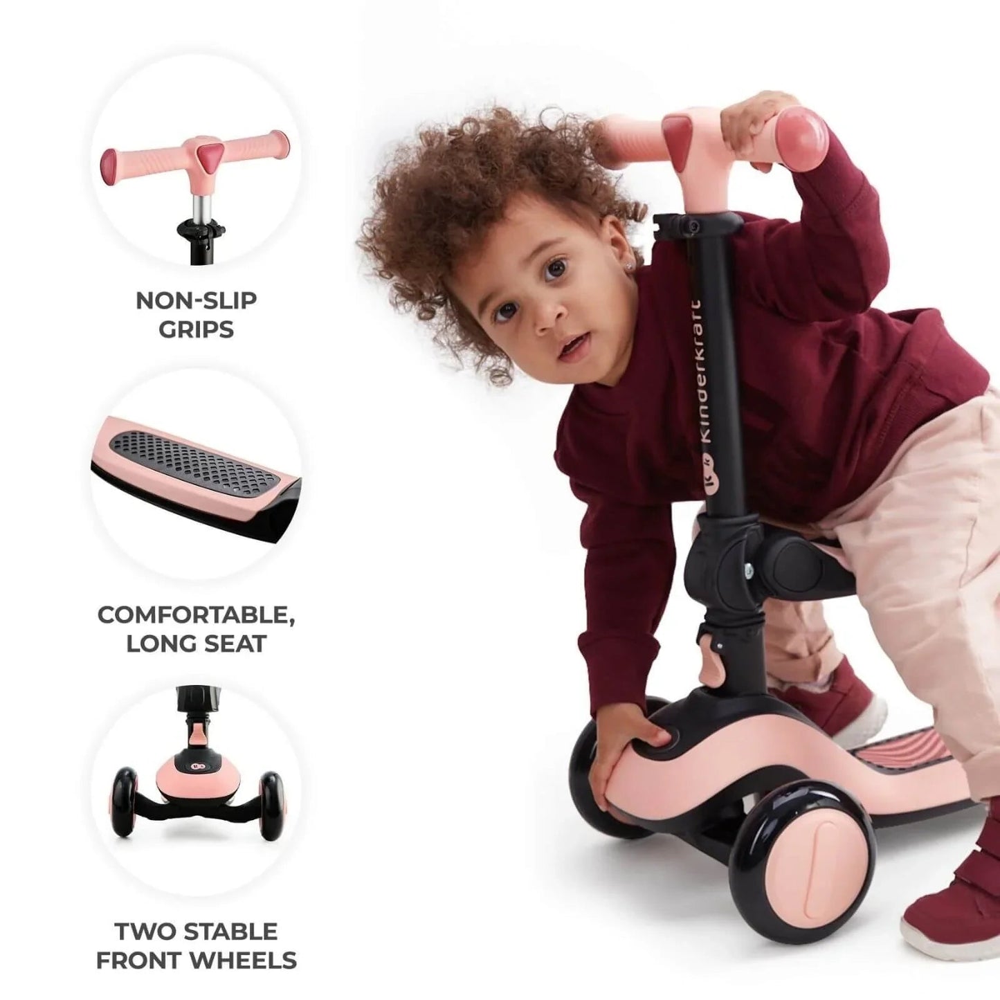 Kinderkraft Halley 2 - in - 1 Scooter - White - mezetto ebebek ebebek