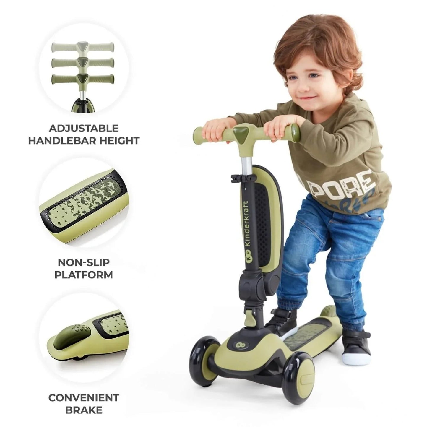 Kinderkraft Halley 2 - in - 1 Scooter - White - mezetto ebebek ebebek