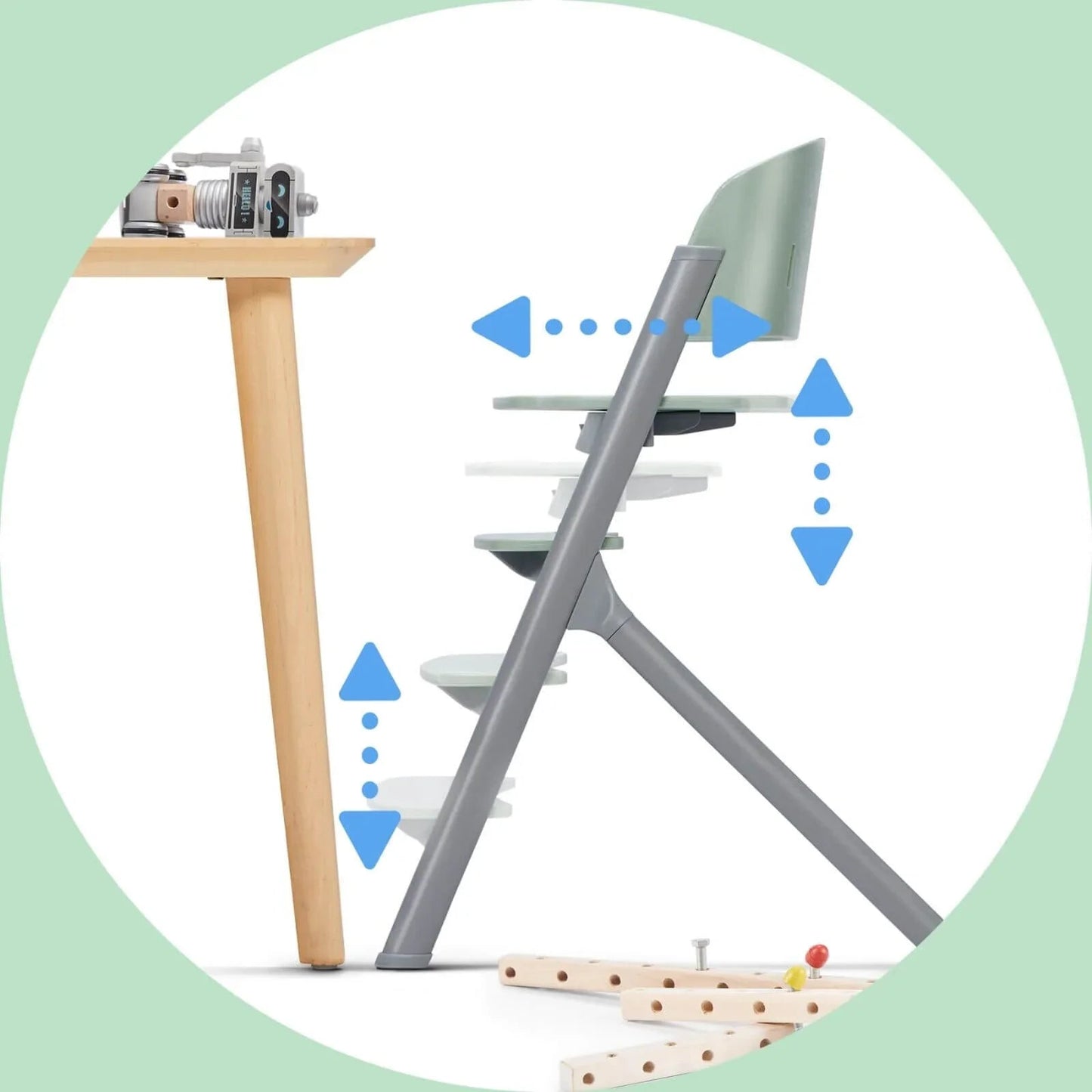 Kinderkraft Livy Highchair with Tray - Olive Green - mezetto ebebek ebebek