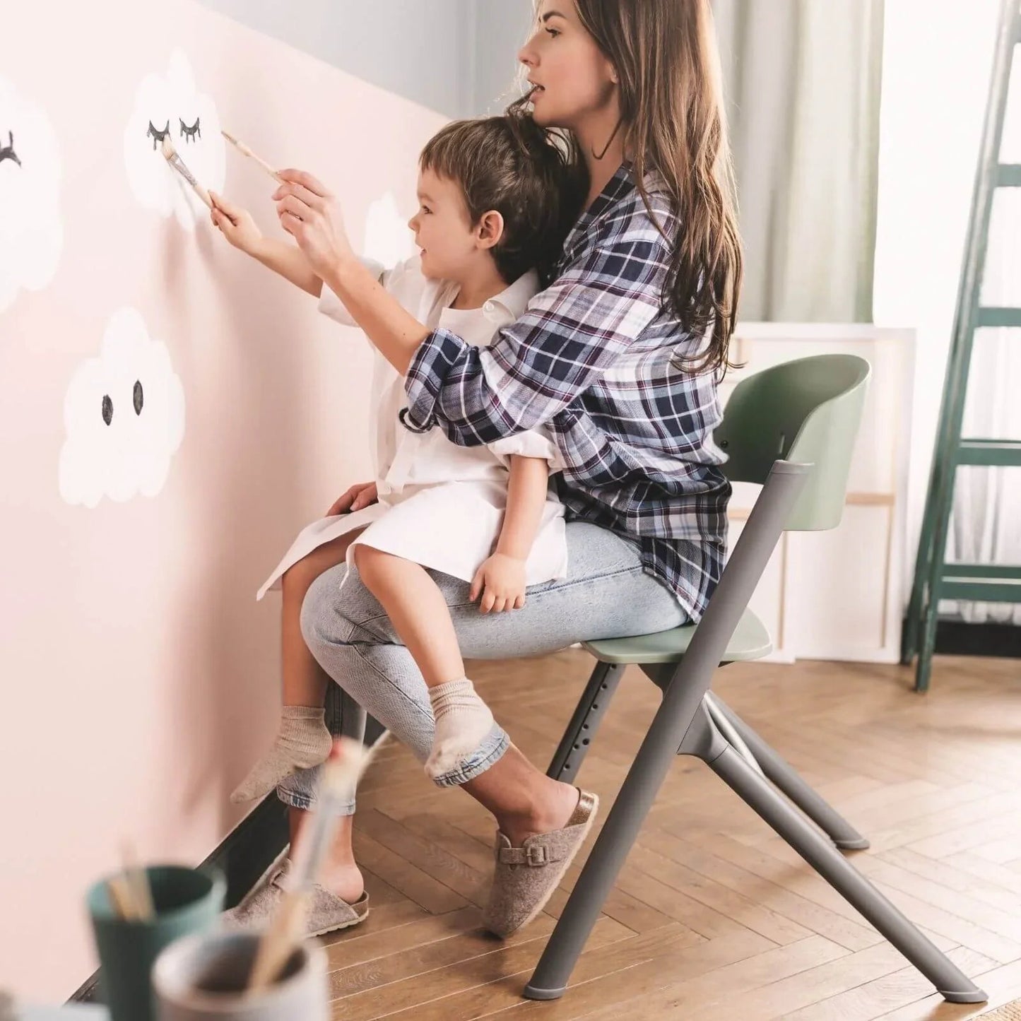 Kinderkraft Livy Highchair with Tray - Olive Green - mezetto ebebek ebebek
