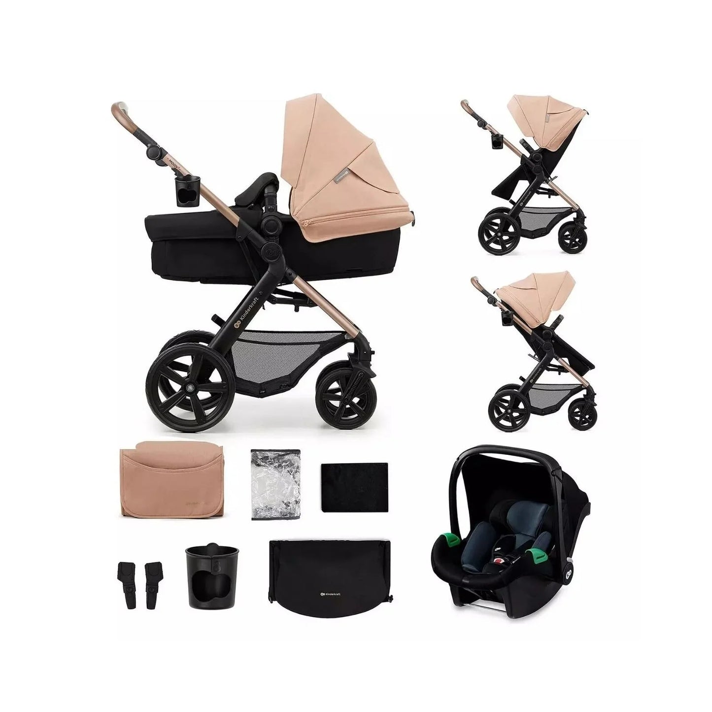 Kinderkraft Moov 2 3 - in - 1 Travel System - Beige - mezetto ebebek ebebek