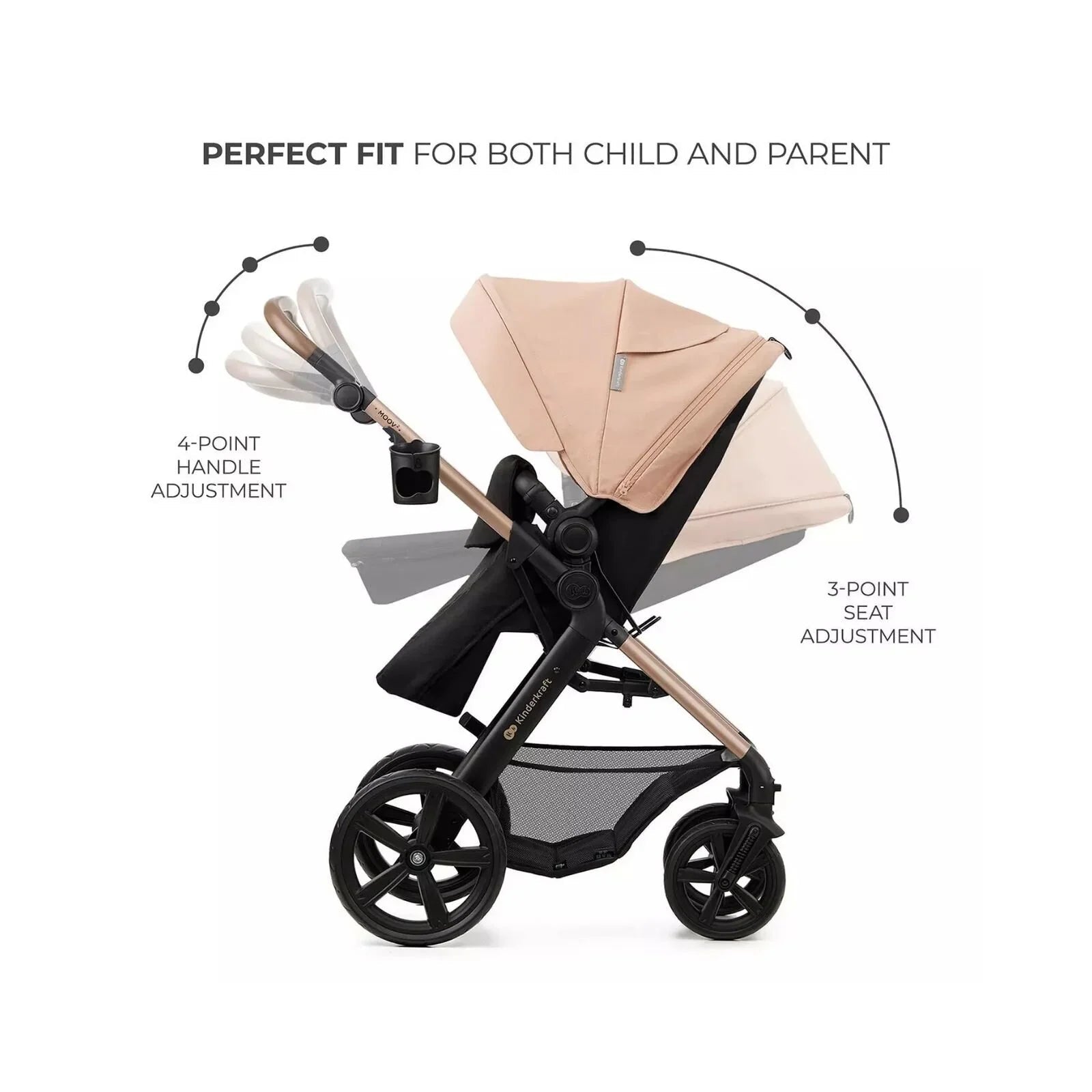 Kinderkraft Moov 2 3 - in - 1 Travel System - Beige - mezetto ebebek ebebek