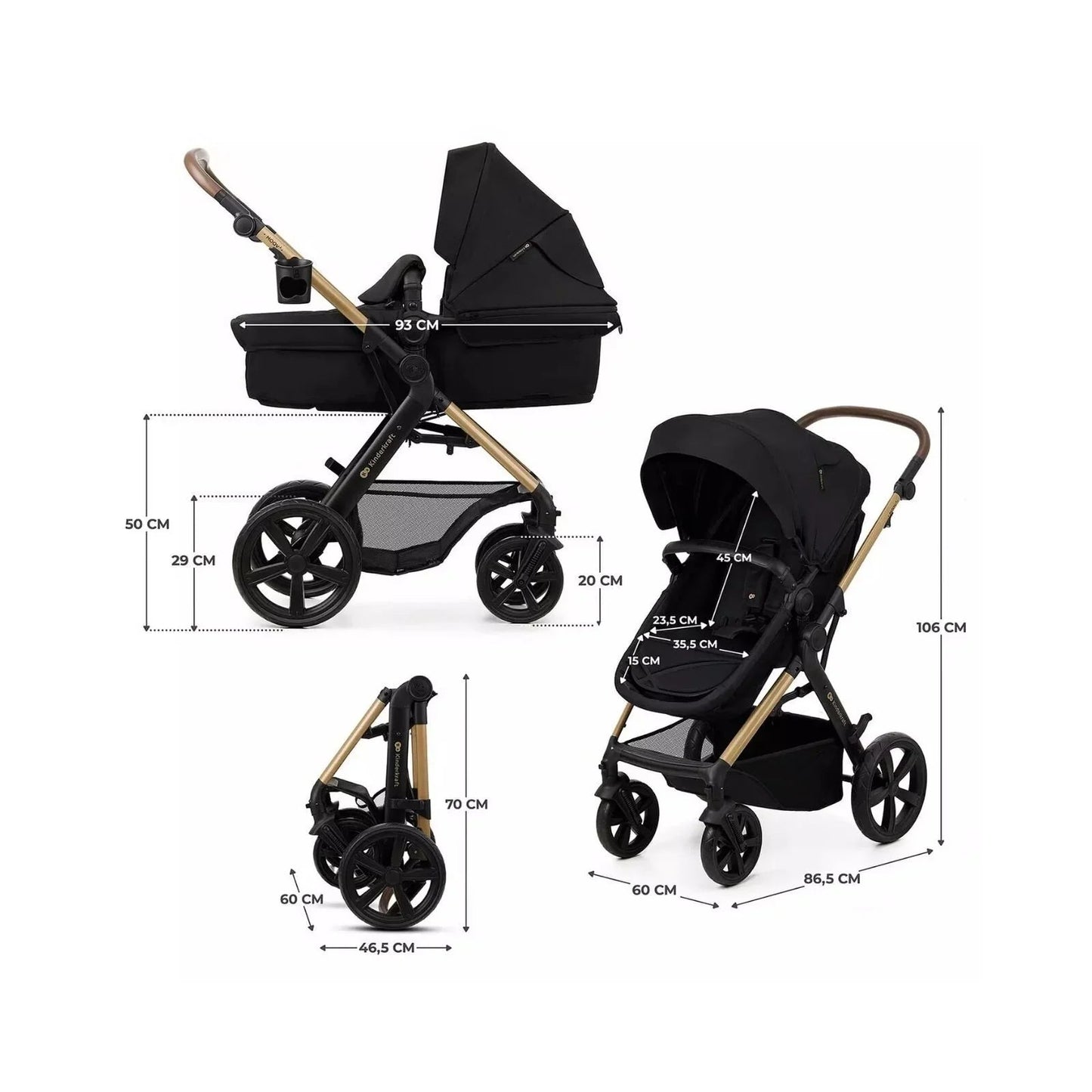 Kinderkraft Moov 2 3 - in - 1 Travel System - Black - mezetto ebebek ebebek