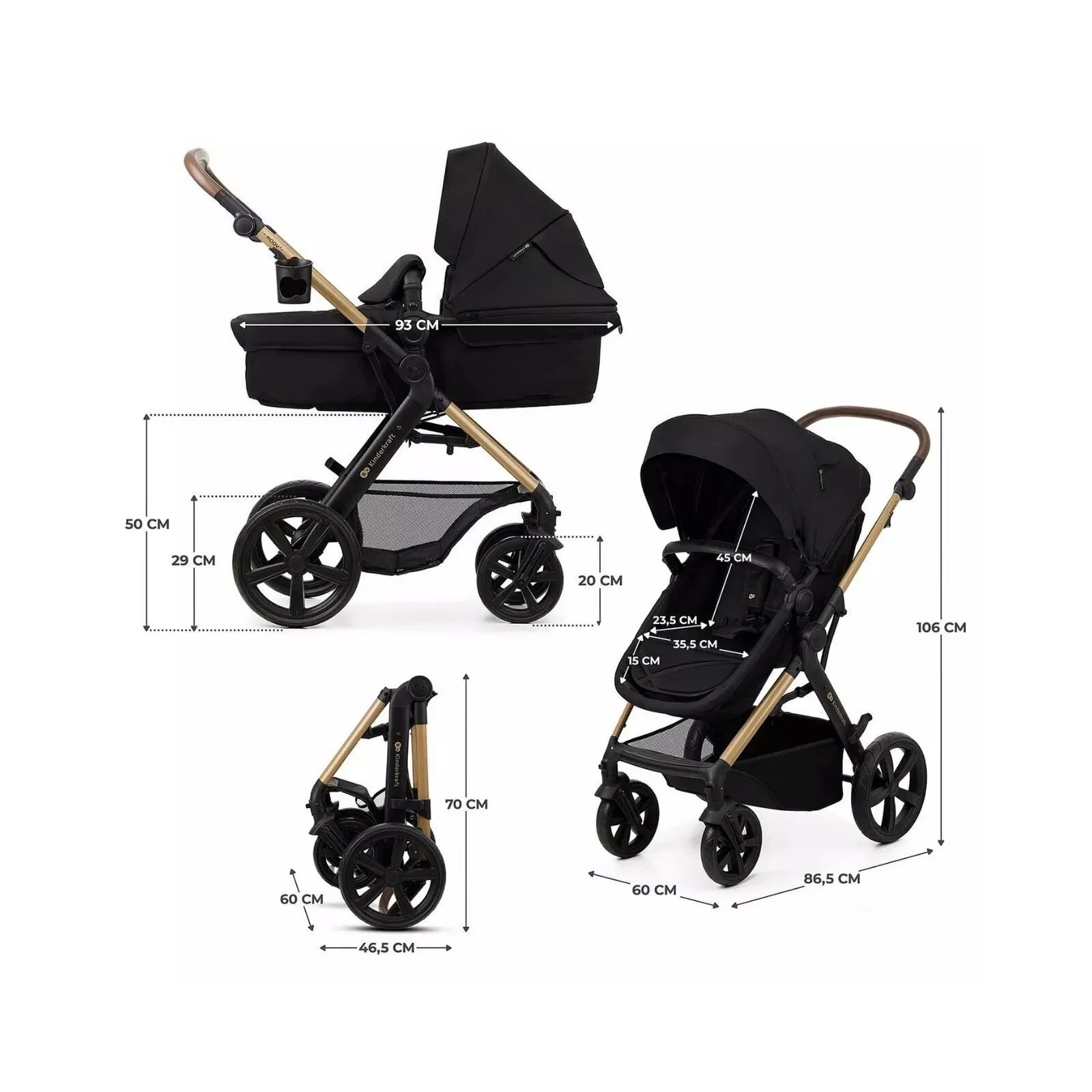 Kinderkraft Moov 2 3 - in - 1 Travel System - Black - mezetto ebebek ebebek