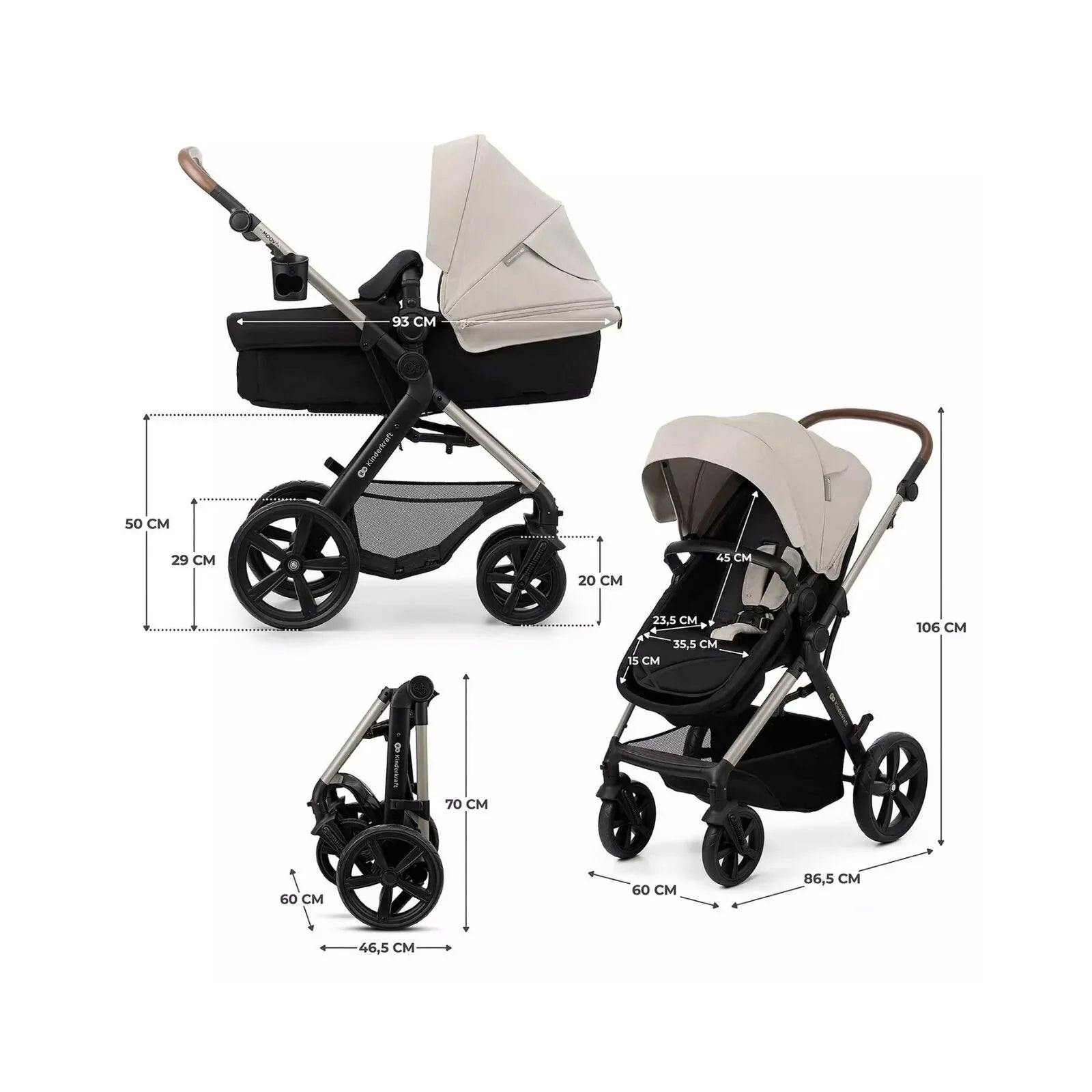 Kinderkraft Moov 2 3 - in - 1 Travel System - Grey - mezetto ebebek ebebek