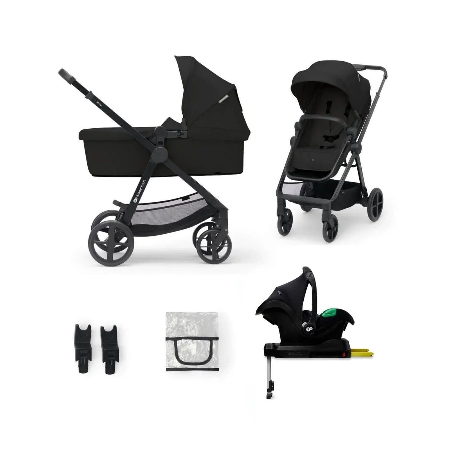 Kinderkraft Newly Mink Pro 4 - in - 1 Travel System - Classic Black - mezetto ebebek ebebek