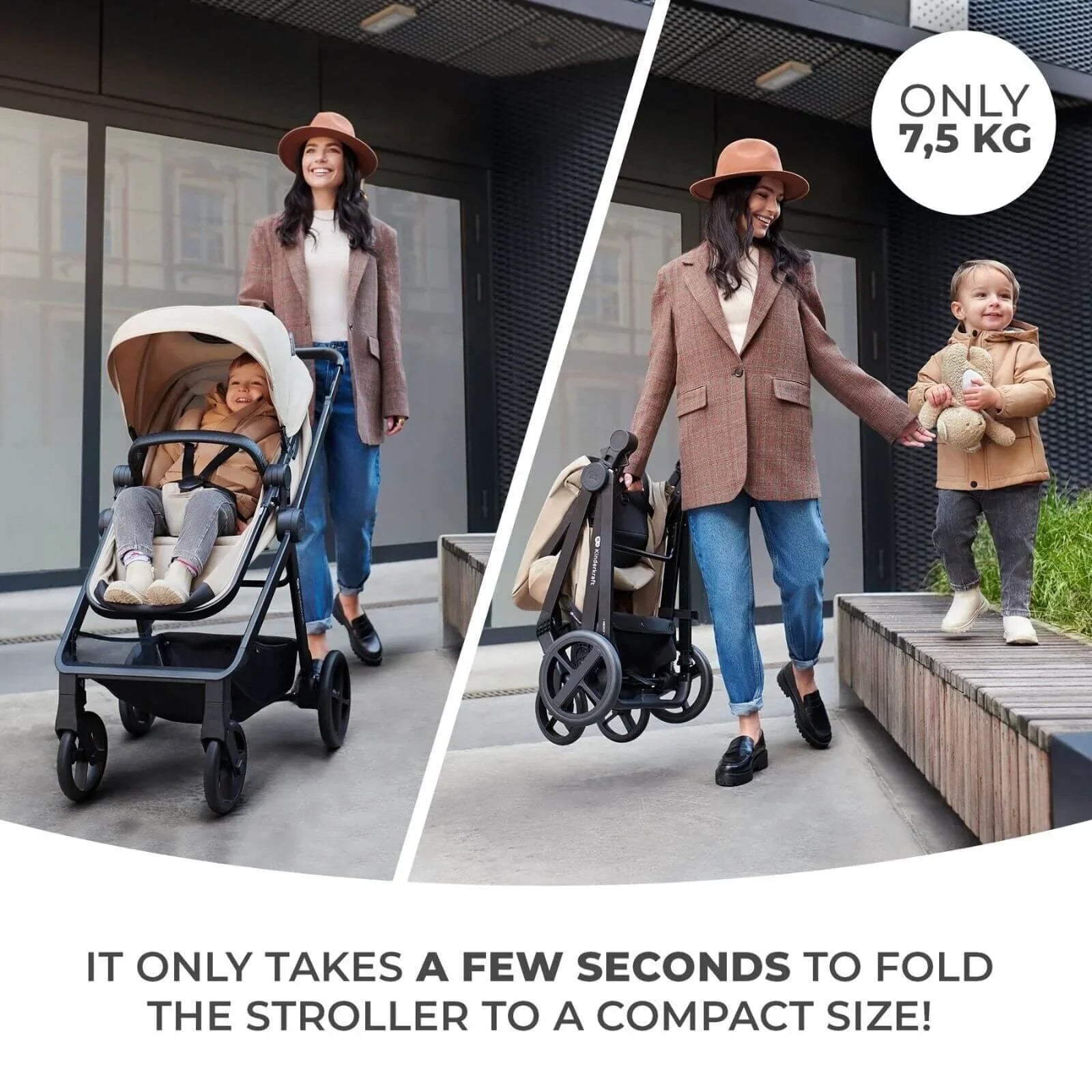 Kinderkraft Newly Mink Pro 4 - in - 1 Travel System - Classic Black - mezetto ebebek ebebek