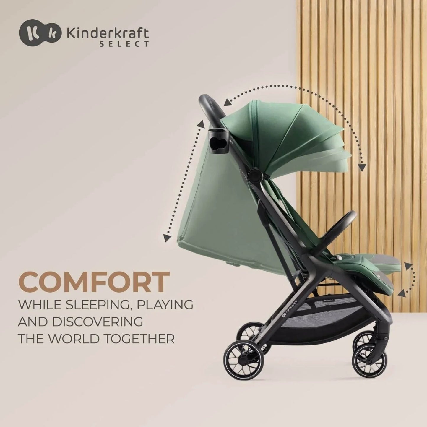 Kinderkraft Nubi 2 Auto - Folding Pushchair - Sand Beige - mezetto ebebek ebebek