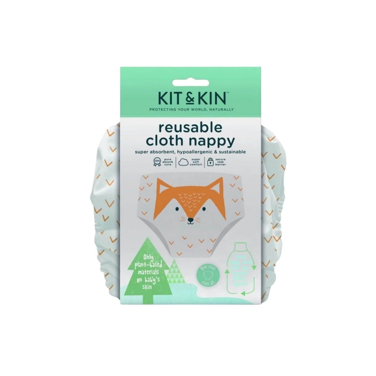 Kit & Kin Reusable Nappy - Fox - mezetto ebebek ebebek