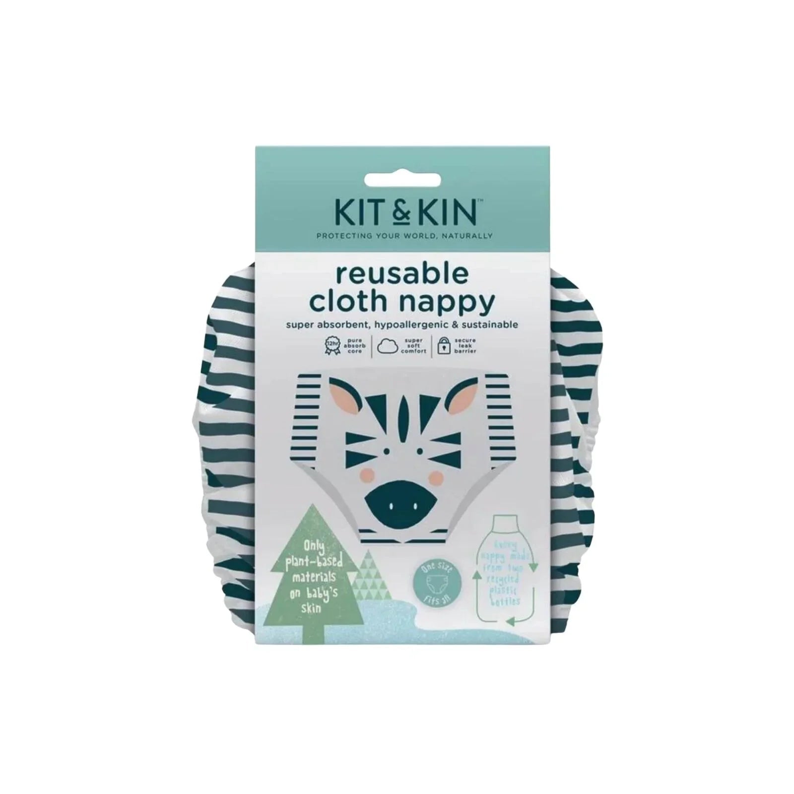 Kit & Kin Reusable Nappy - Zebra - mezetto ebebek ebebek
