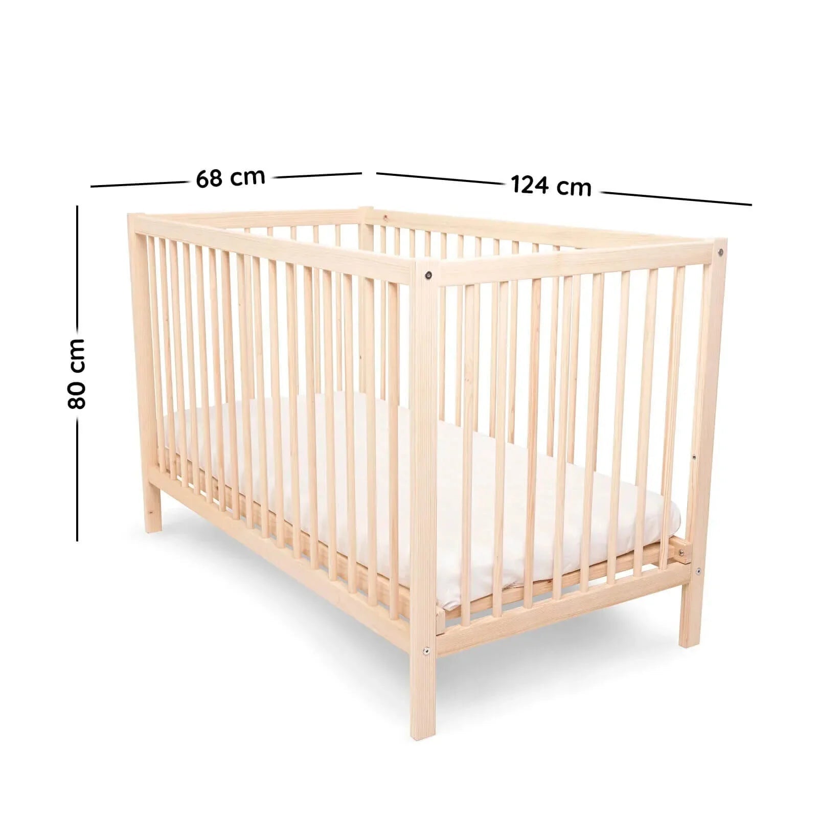 Kukka Natural Wood 2 - Level Cot 60x120 cm - mezetto ebebek ebebek