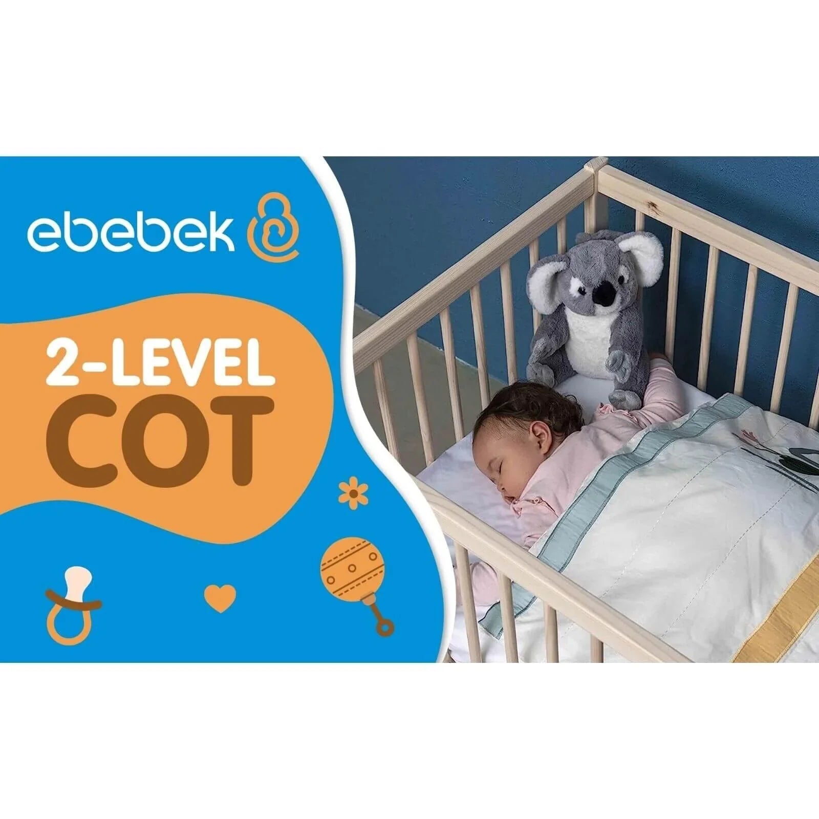 Kukka Natural Wood 2 - Level Cot 70x140 - mezetto ebebek ebebek