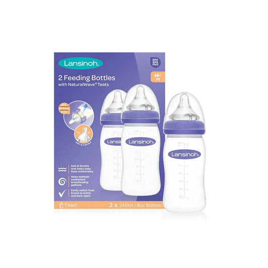 Lansinoh Feeding Bottles with NaturalWave Teat 240ml Pack of 2 - mezetto ebebek ebebek