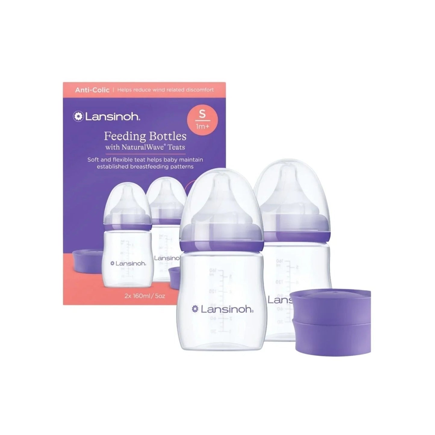 Lansinoh Feeding Bottles with NaturalWave Teats 160ml Pack of 2 - mezetto ebebek ebebek