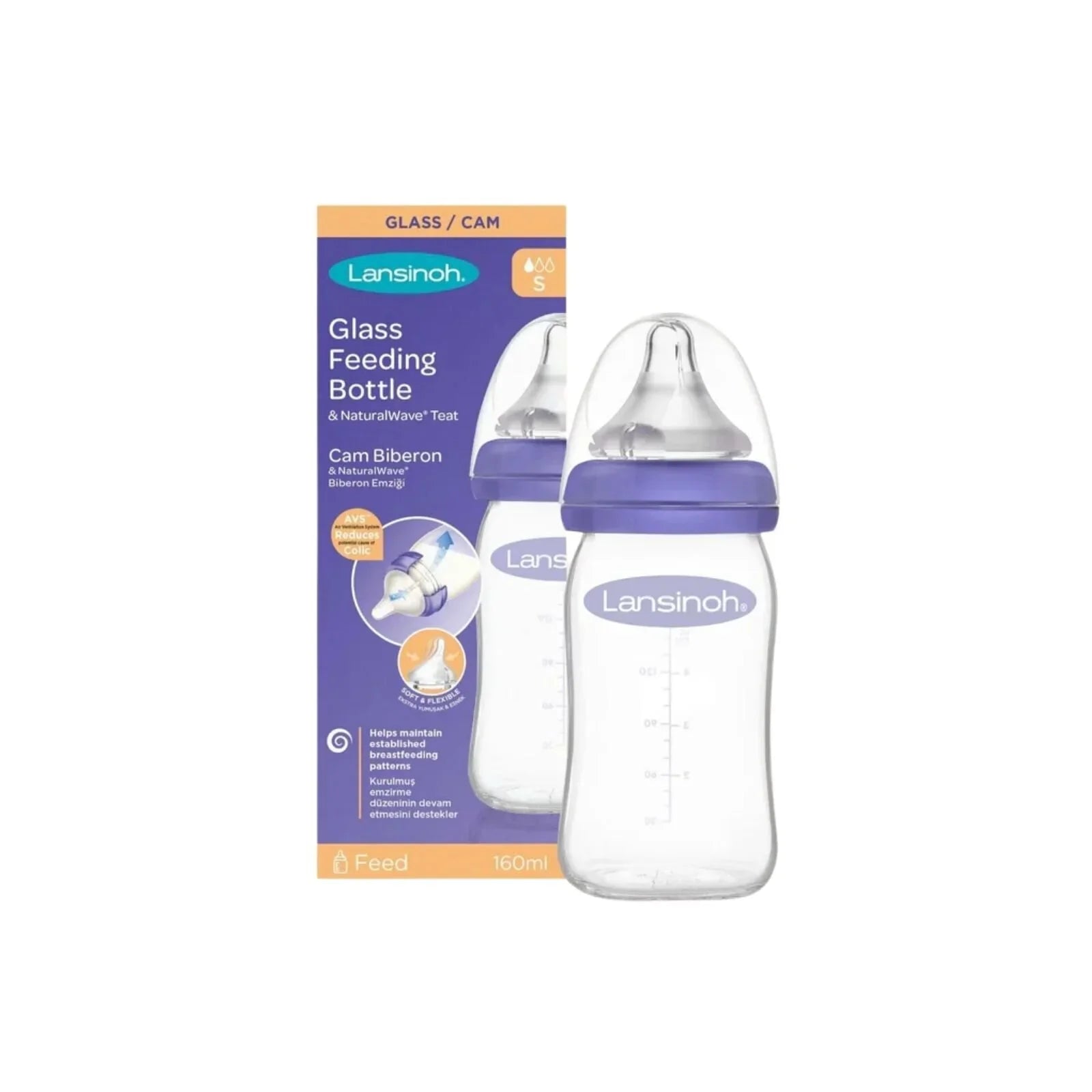 Lansinoh Glass Bottle 160ml - mezetto ebebek ebebek