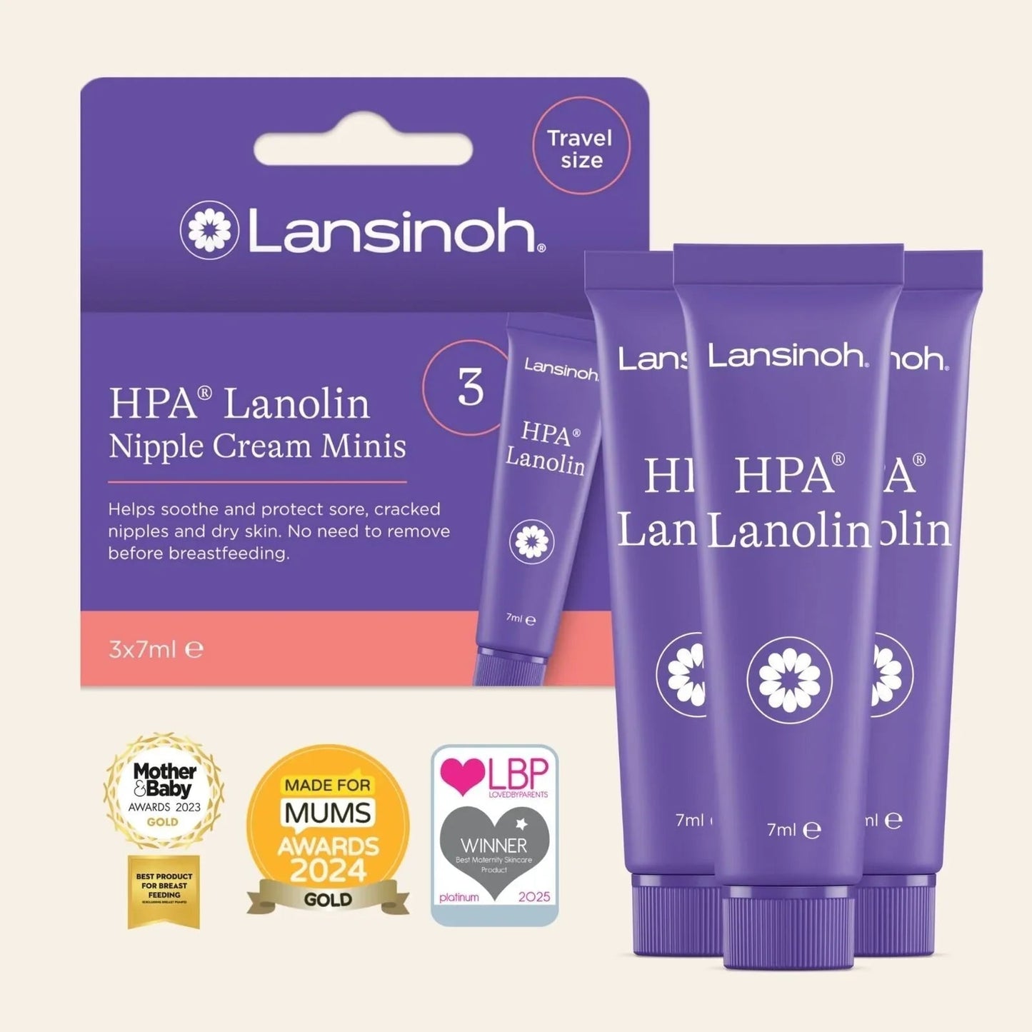 Lansinoh HPA Lanolin Minis Nipple Cream (3x7ml) - mezetto ebebek ebebek