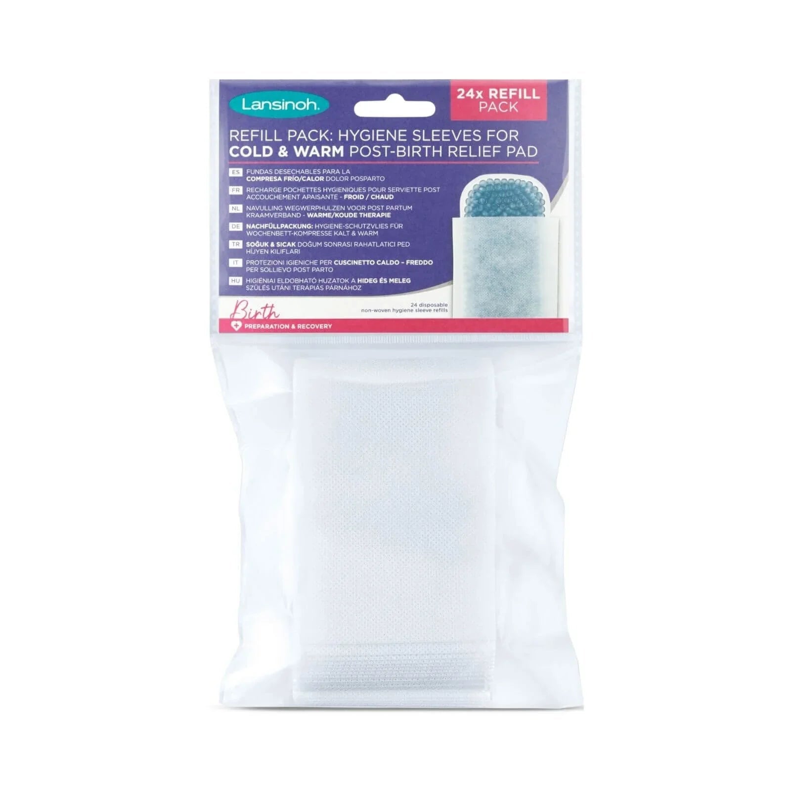 Lansinoh Hygiene Sleeves Refill for Cold & Warm Post - Birth Relief Pads 24 pcs - mezetto ebebek ebebek