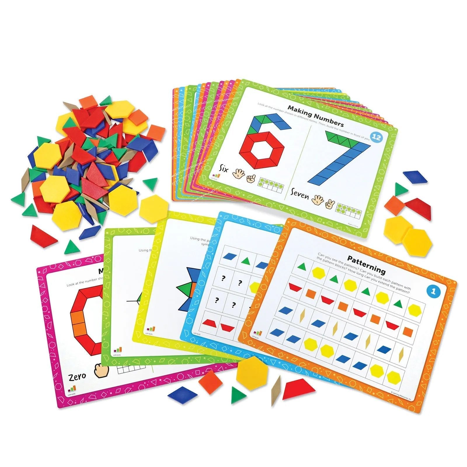 Learning Resources Pattern Block Math Activity Set - mezetto ebebek ebebek