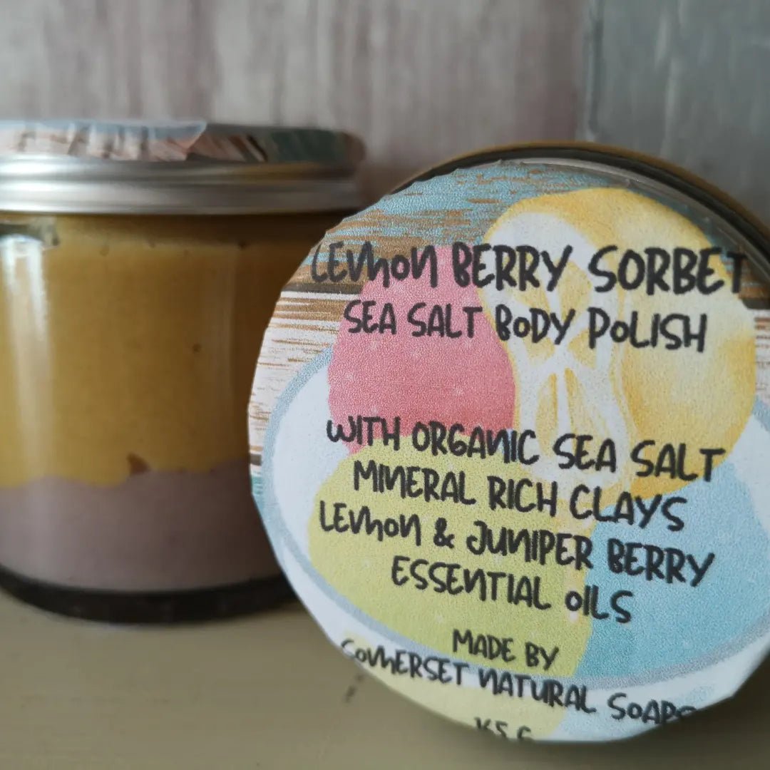 Lemon Berry Sorbet Sea Salt Body Polish - mezetto Shopify Collective Somerset Natural Soaps