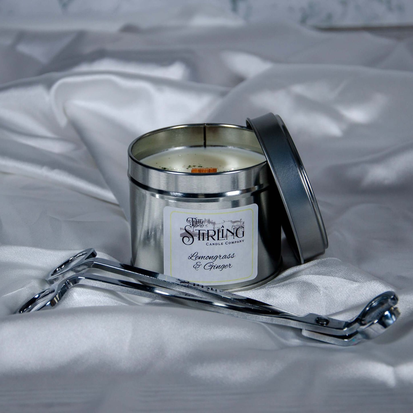Lemongrass & Ginger - Travel Tin Candle - Wooden Wick - mezetto Shopify Collective The Stirling Candle Company