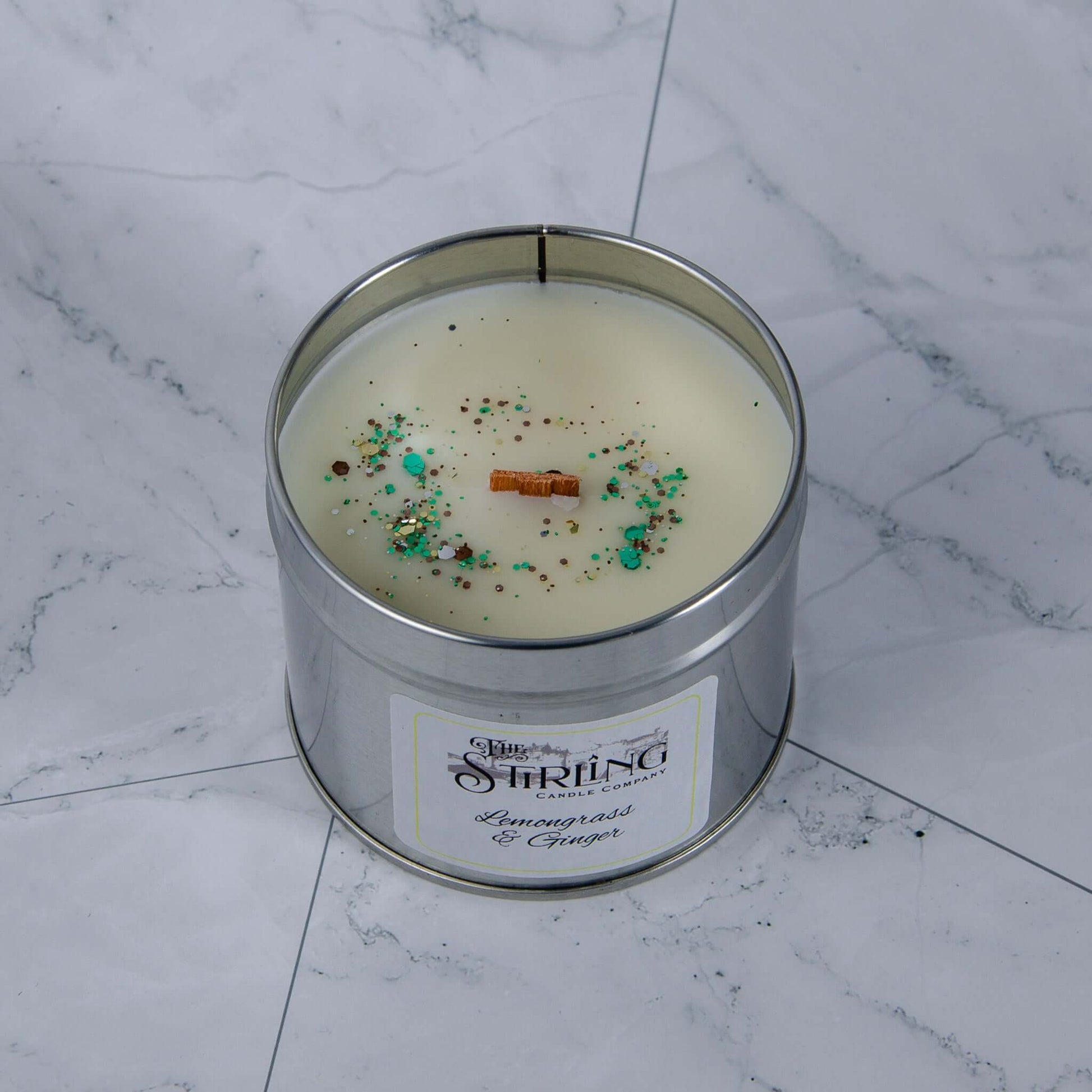 Lemongrass & Ginger - Travel Tin Candle - Wooden Wick - mezetto Shopify Collective The Stirling Candle Company
