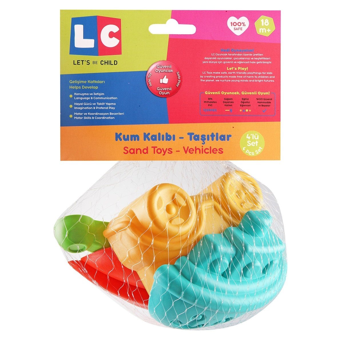 Let's Be Child Sand Mold - Vehicles 4 pcs Assorted - mezetto ebebek ebebek
