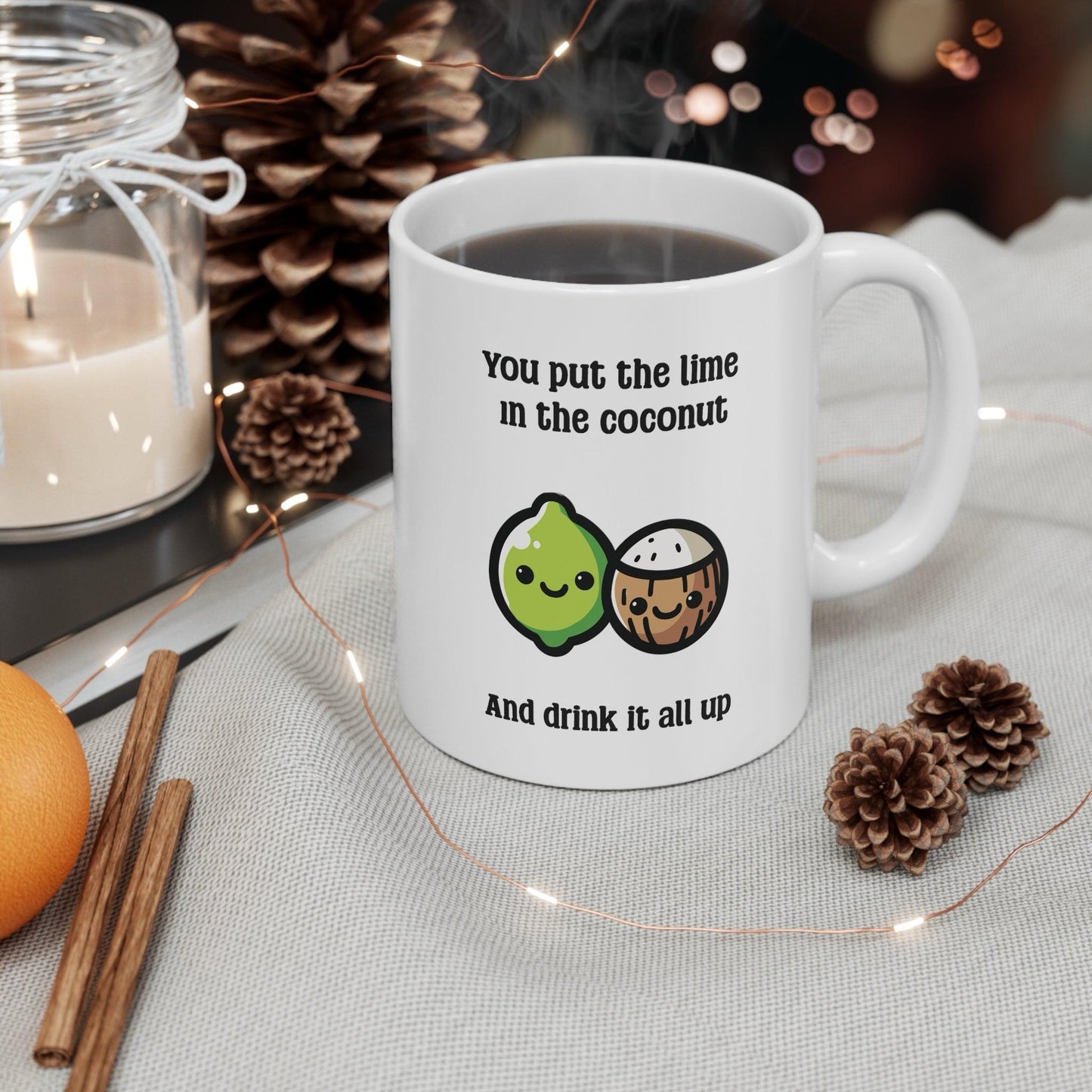 Lime & Coconut Mug – Tropical Whimsy Ceramic Drinkware - mezetto KEOLIX KEOLIX