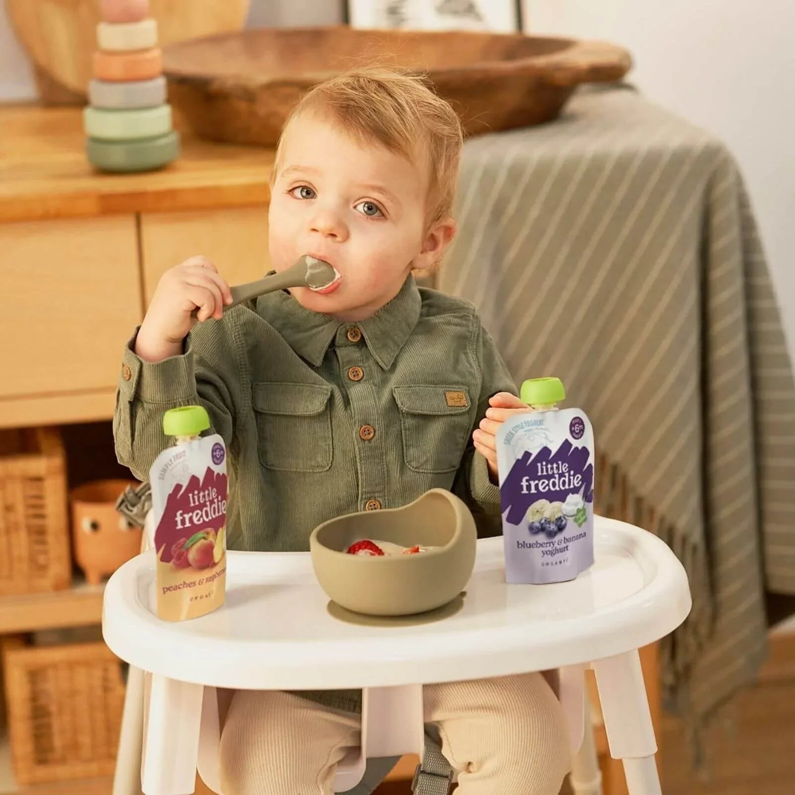 Little Freddie Organic Blueberry & Banana Greek Style Yoghurt Baby Food Pouch 6+ months 100g - mezetto ebebek ebebek
