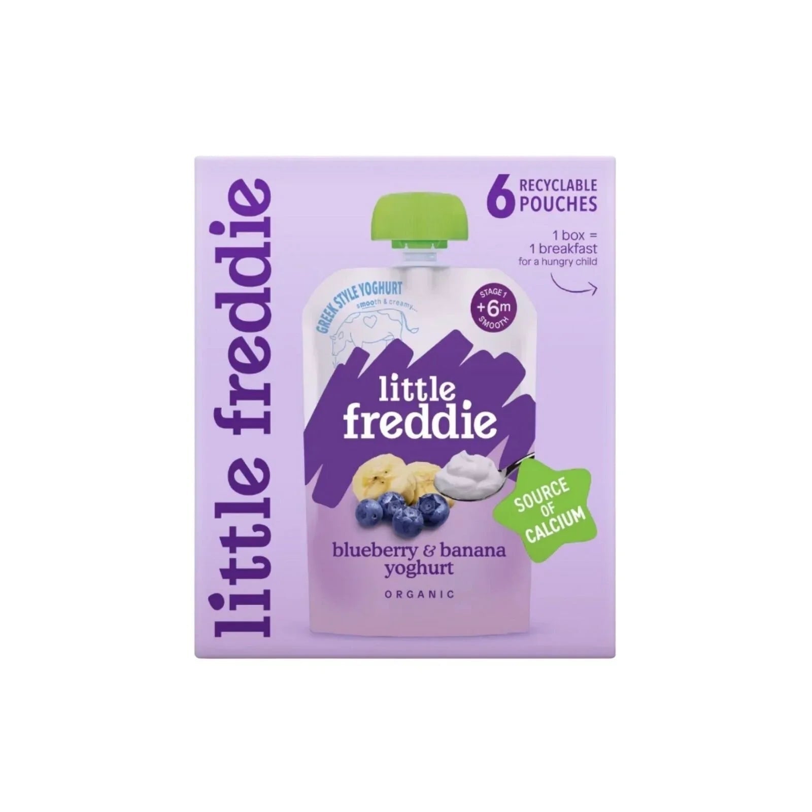 Little Freddie Organic Blueberry & Banana Yoghurt Baby Food Pouch Multipack 6+ months 600g (6x100g) - mezetto ebebek ebebek