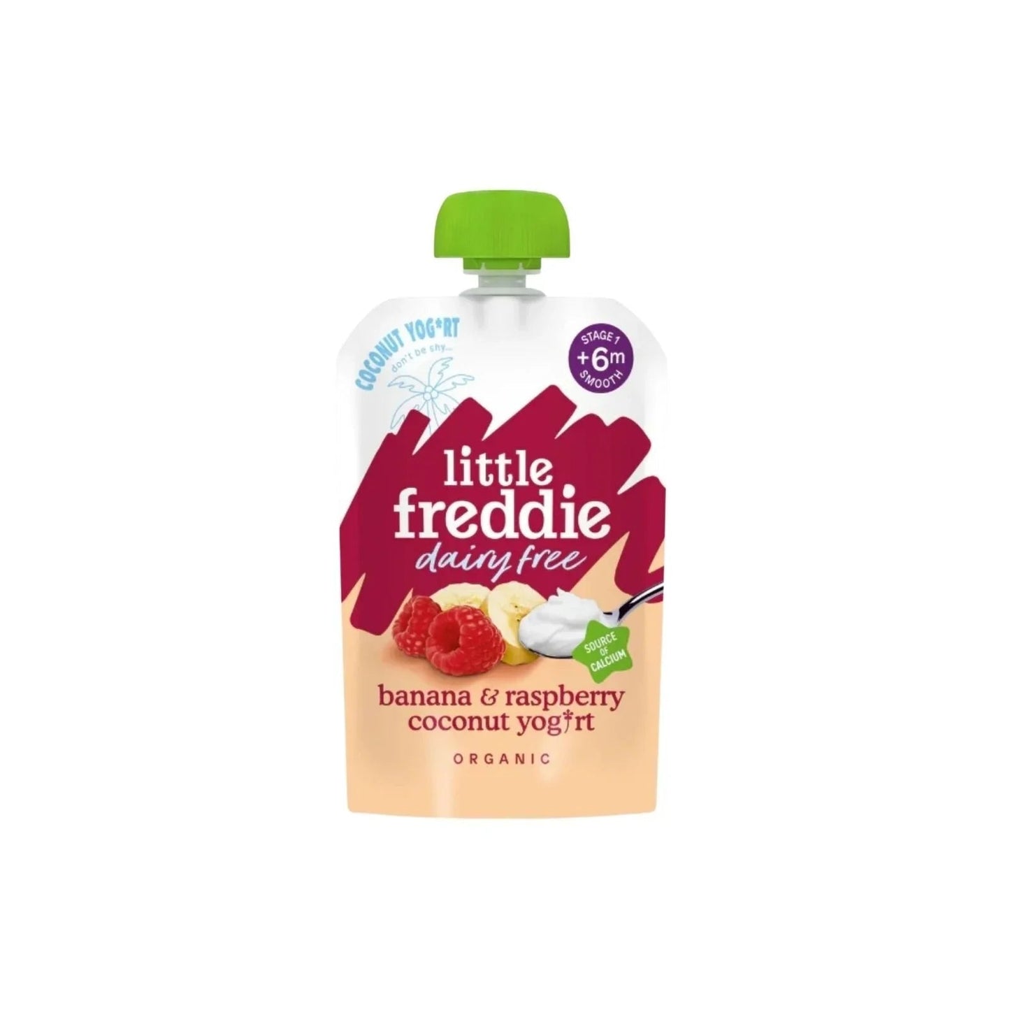 Little Freddie Organic Dairy Free Banana & Raspberry Yoghurt Baby Food Pouch 6+ months 90g - mezetto ebebek ebebek