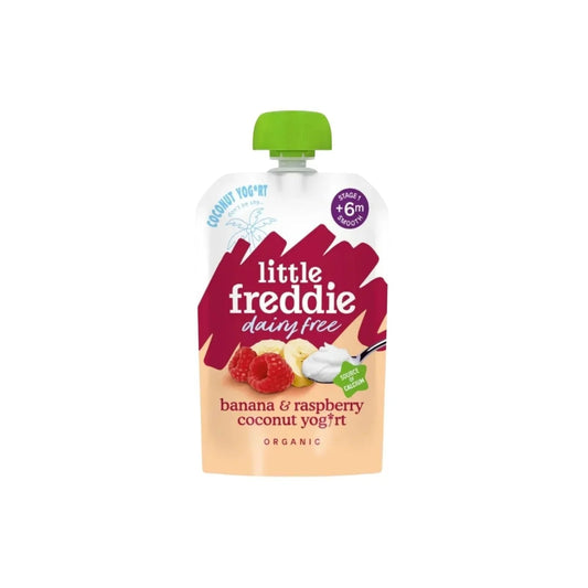 Little Freddie Organic Dairy Free Banana & Raspberry Yoghurt Baby Food Pouch 6+ months 90g - mezetto ebebek ebebek