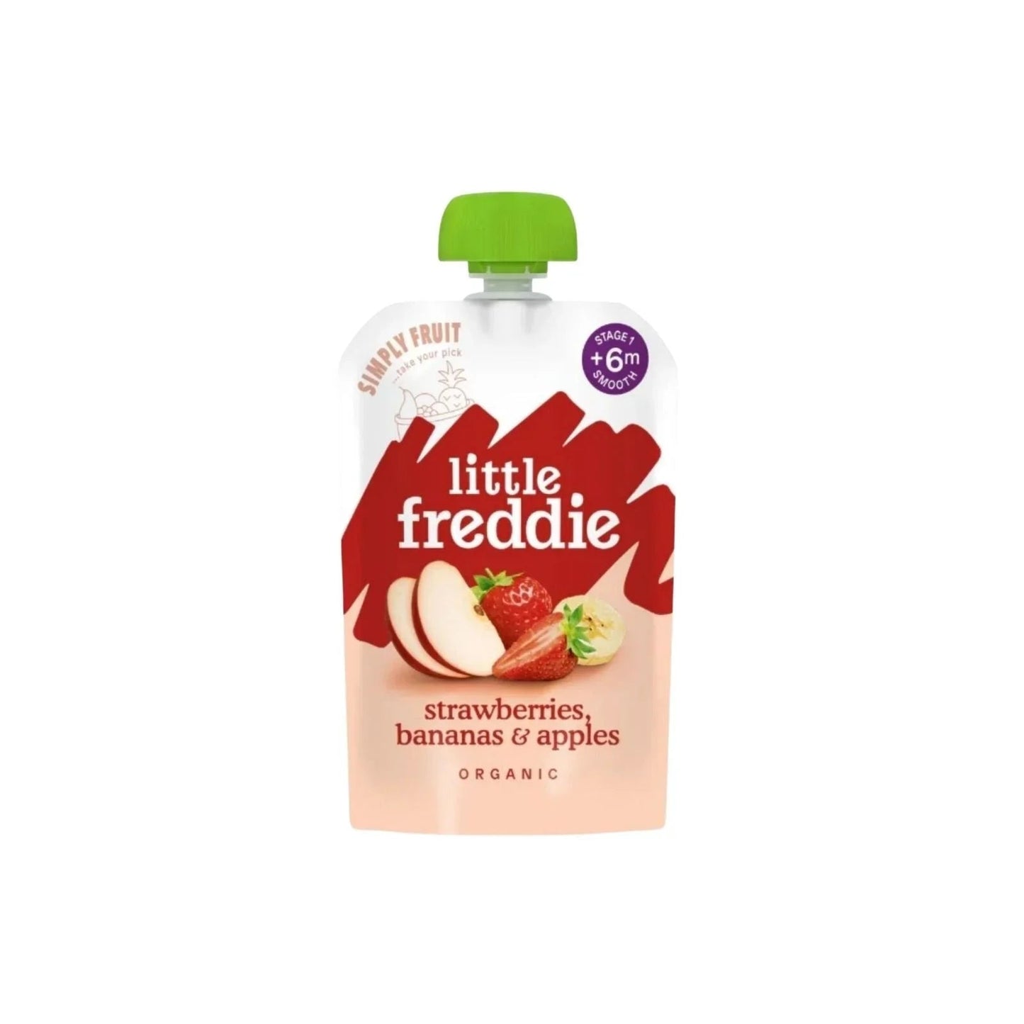 Little Freddie Organic Good for Brains Strawberries Bananas & Apples Baby Food Pouch with Omega 3 6+ months 100g - mezetto ebebek ebebek
