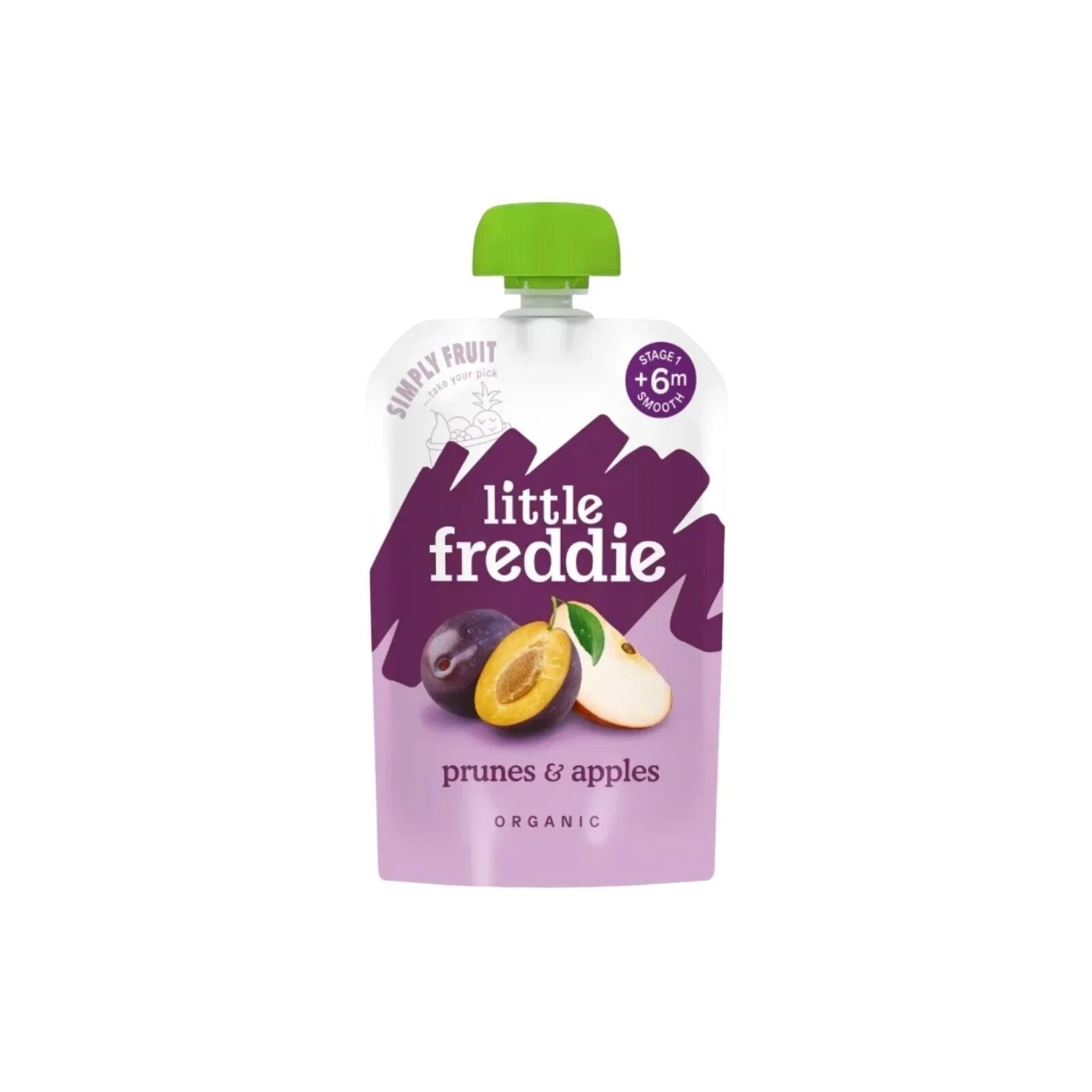 Little Freddie Organic Prunes & Apples Baby Food Pouch 6+ months 100g - mezetto ebebek ebebek