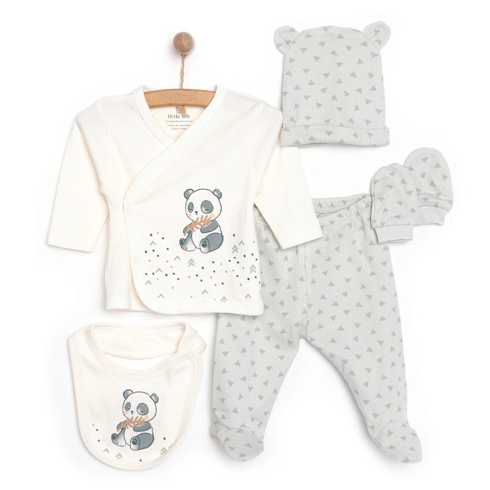 Little Life Unisex 5 Piece Newborn Set - Ecru - mezetto ebebek ebebek