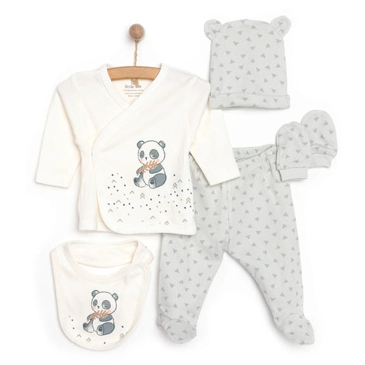 Little Life Unisex 5 Piece Newborn Set - Ecru - mezetto ebebek ebebek