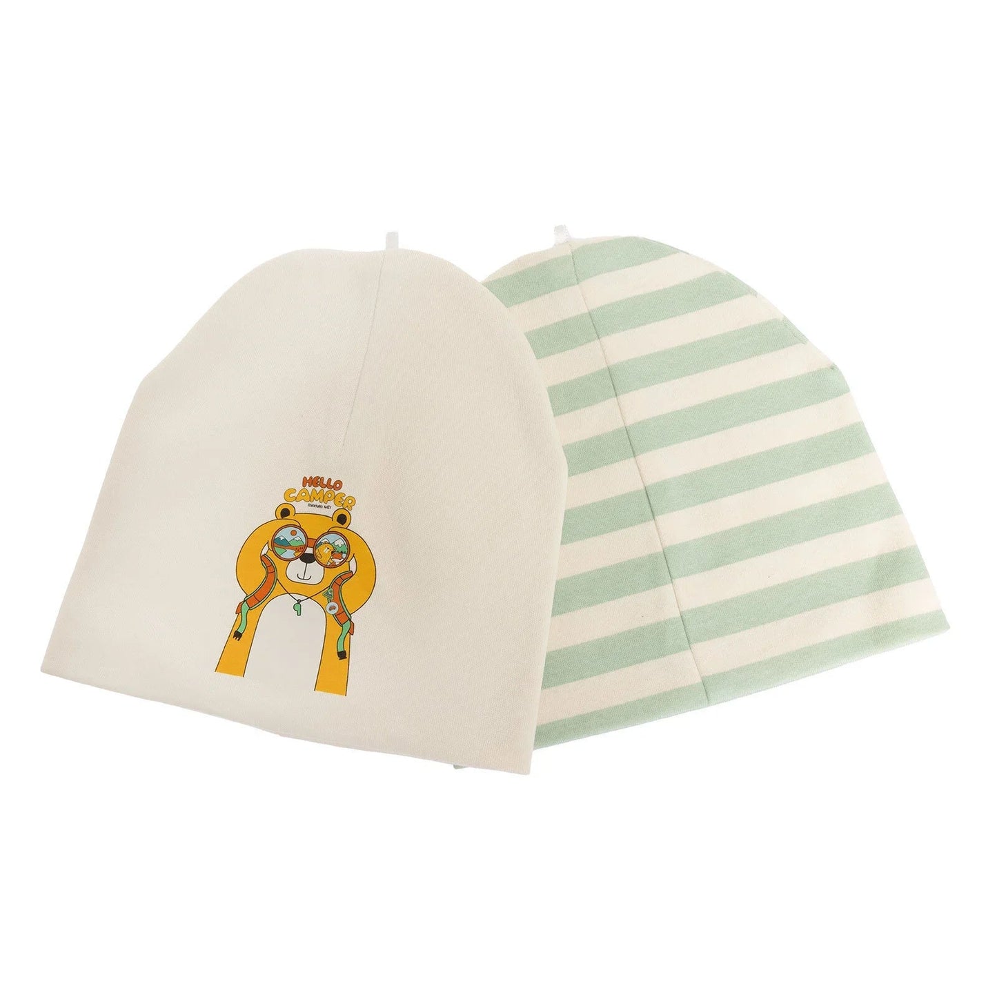 Little Plane Hello Camper Baby Boy 2 Pcs Beanies - Green - mezetto ebebek ebebek