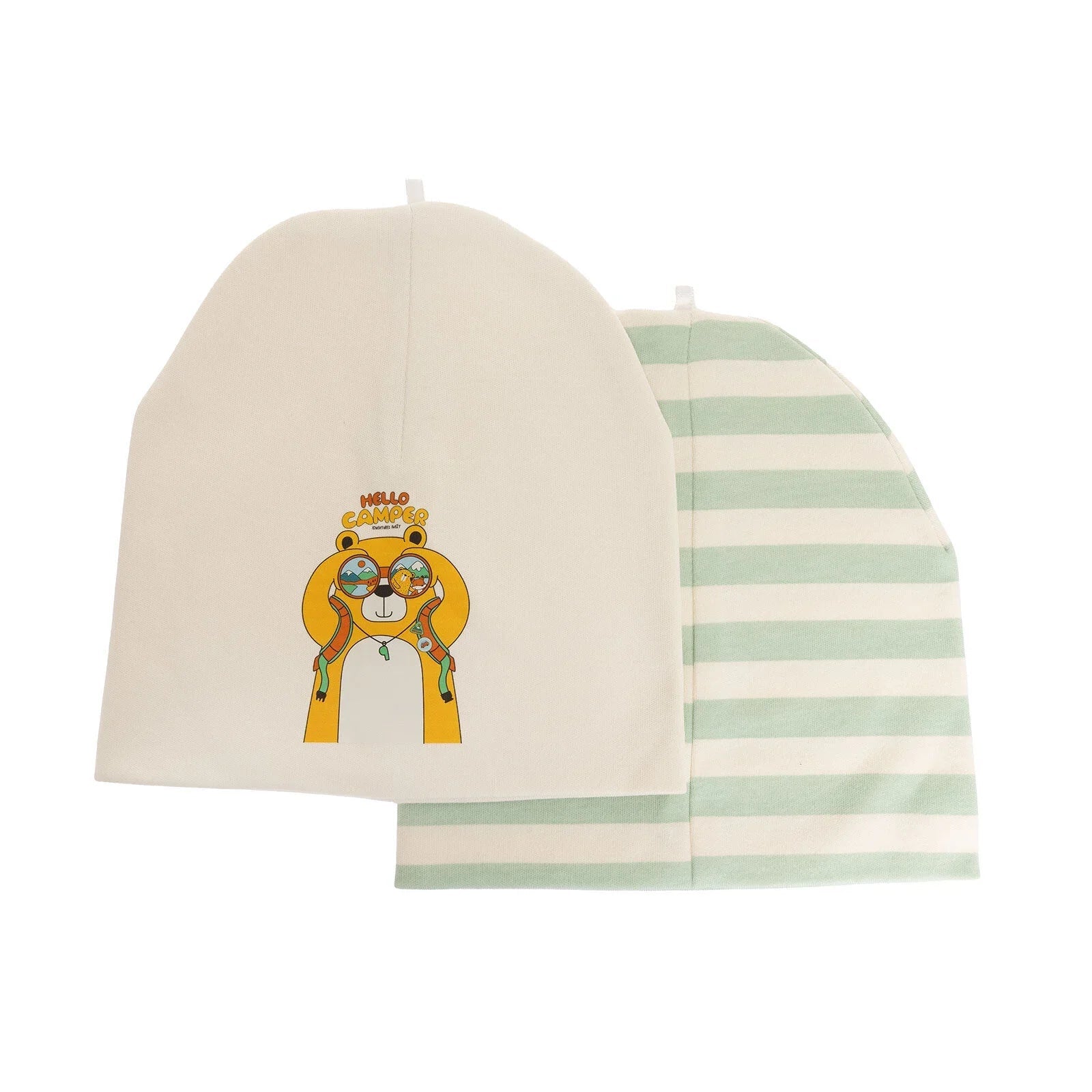 Little Plane Hello Camper Baby Boy 2 Pcs Beanies - Green - mezetto ebebek ebebek