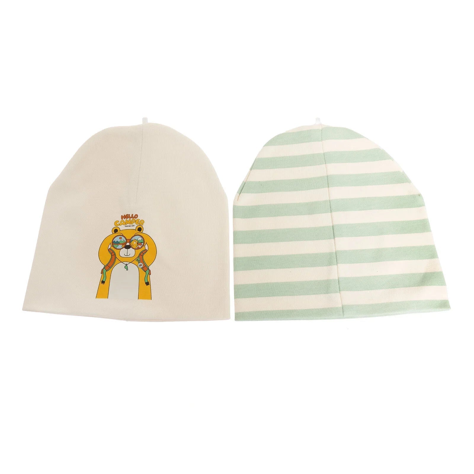Little Plane Hello Camper Baby Boy 2 Pcs Beanies - Green - mezetto ebebek ebebek