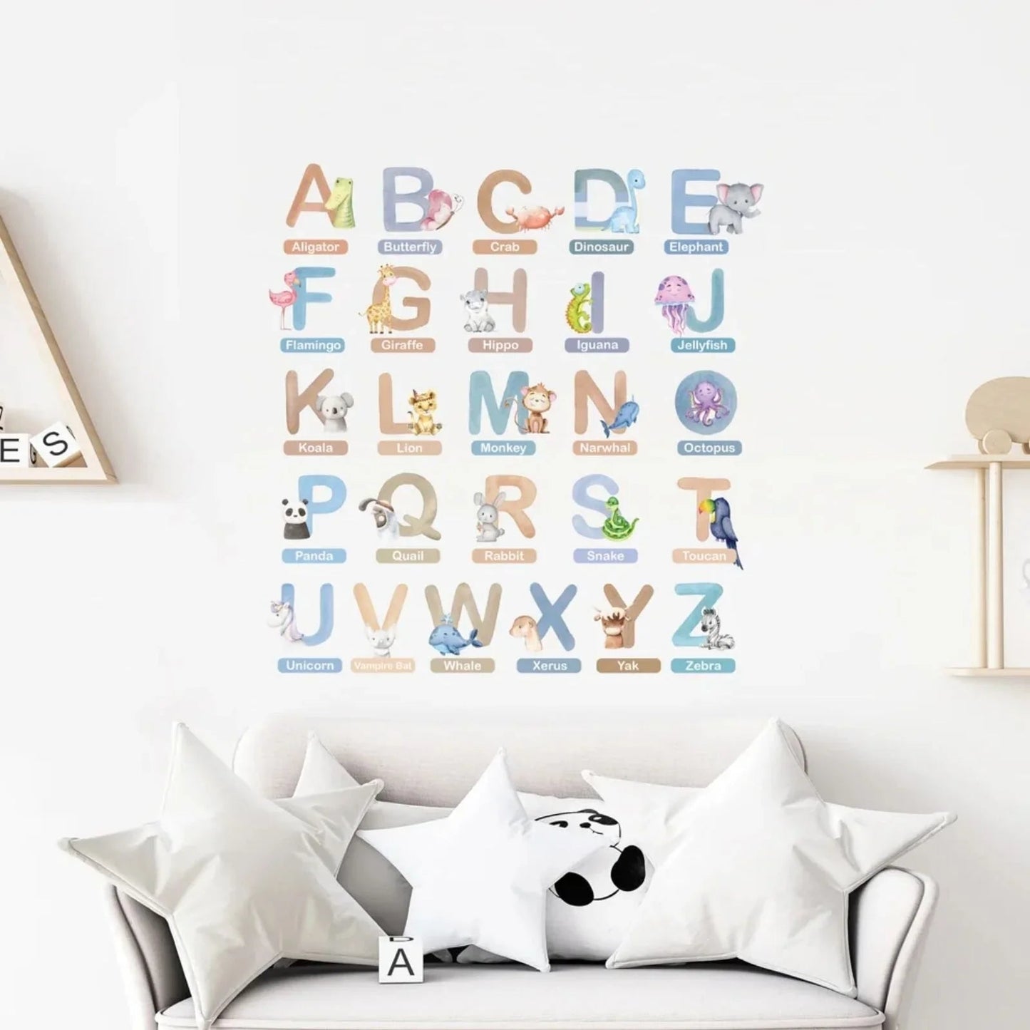 Live Vida Alphabet Wall Stickers with Animal Figures 26 pcs - Blue - mezetto ebebek ebebek