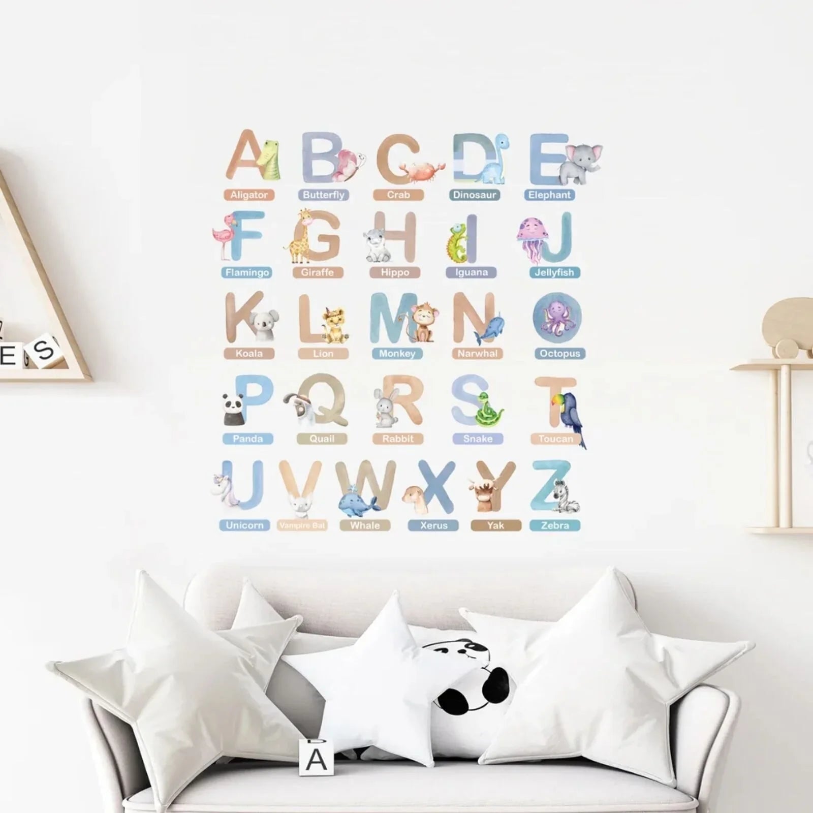 Live Vida Alphabet Wall Stickers with Animal Figures 26 pcs - Blue - mezetto ebebek ebebek
