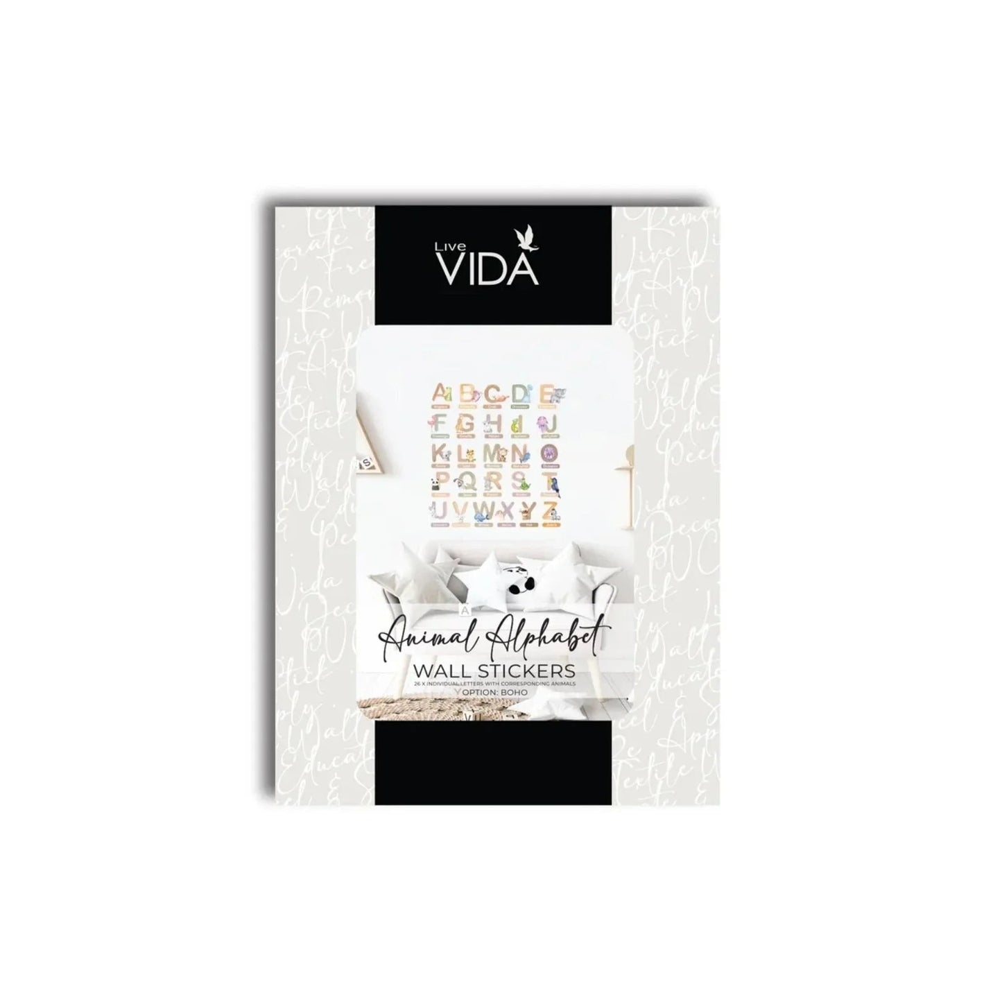 Live Vida Alphabet Wall Stickers with Animal Figures 26 pcs - mezetto ebebek ebebek
