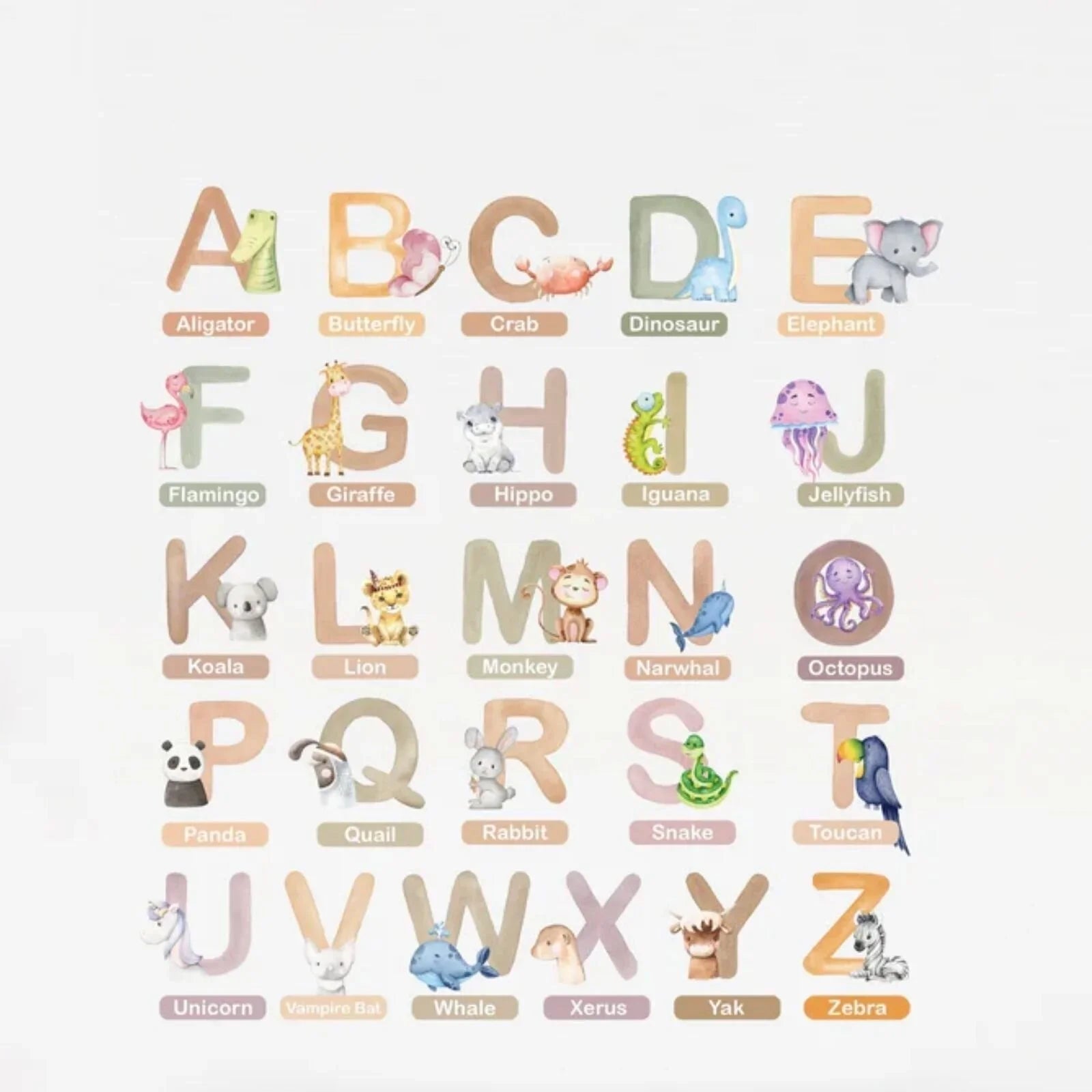 Live Vida Alphabet Wall Stickers with Animal Figures 26 pcs - mezetto ebebek ebebek