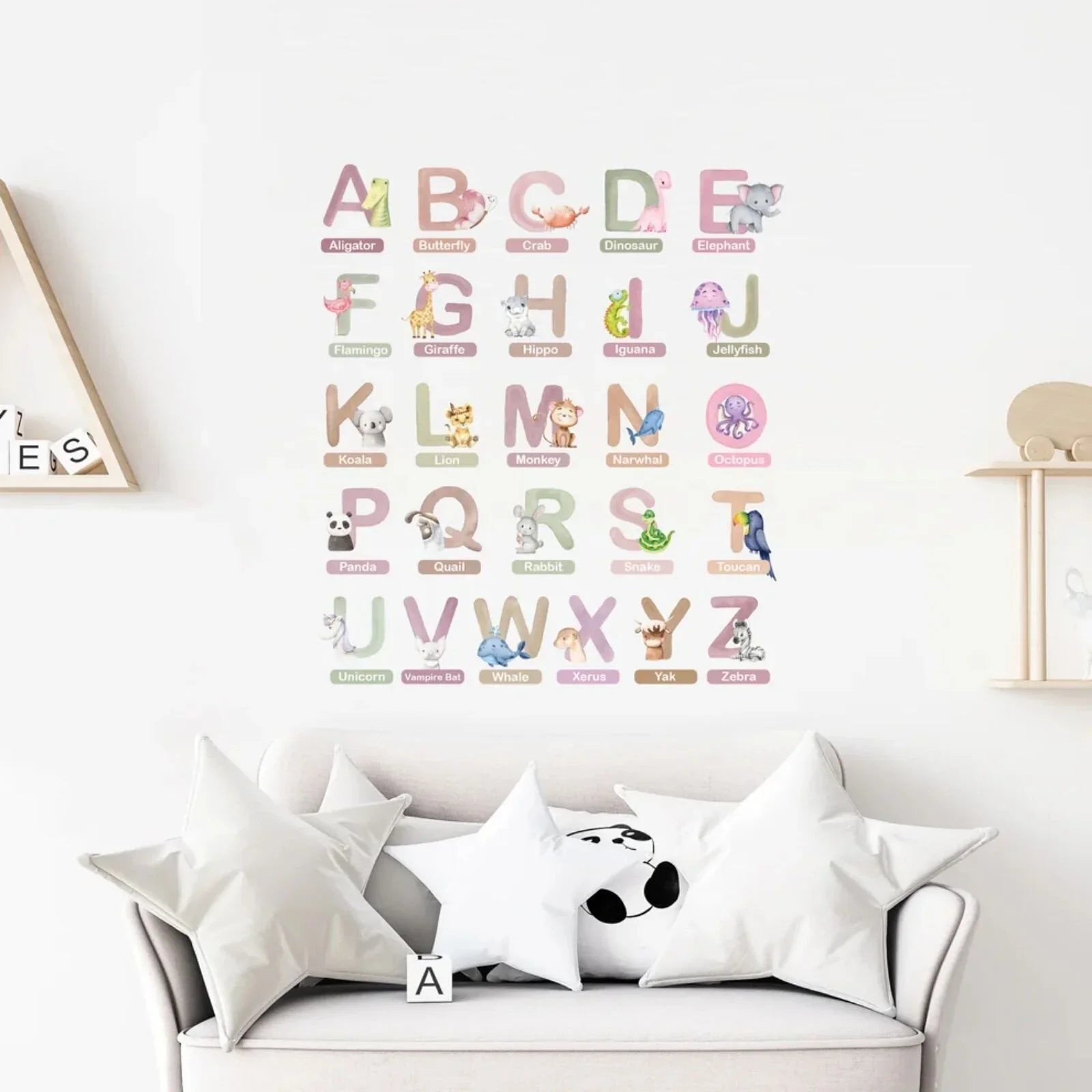 Live Vida Alphabet Wall Stickers with Animal Figures 26 pcs - Pink - mezetto ebebek ebebek