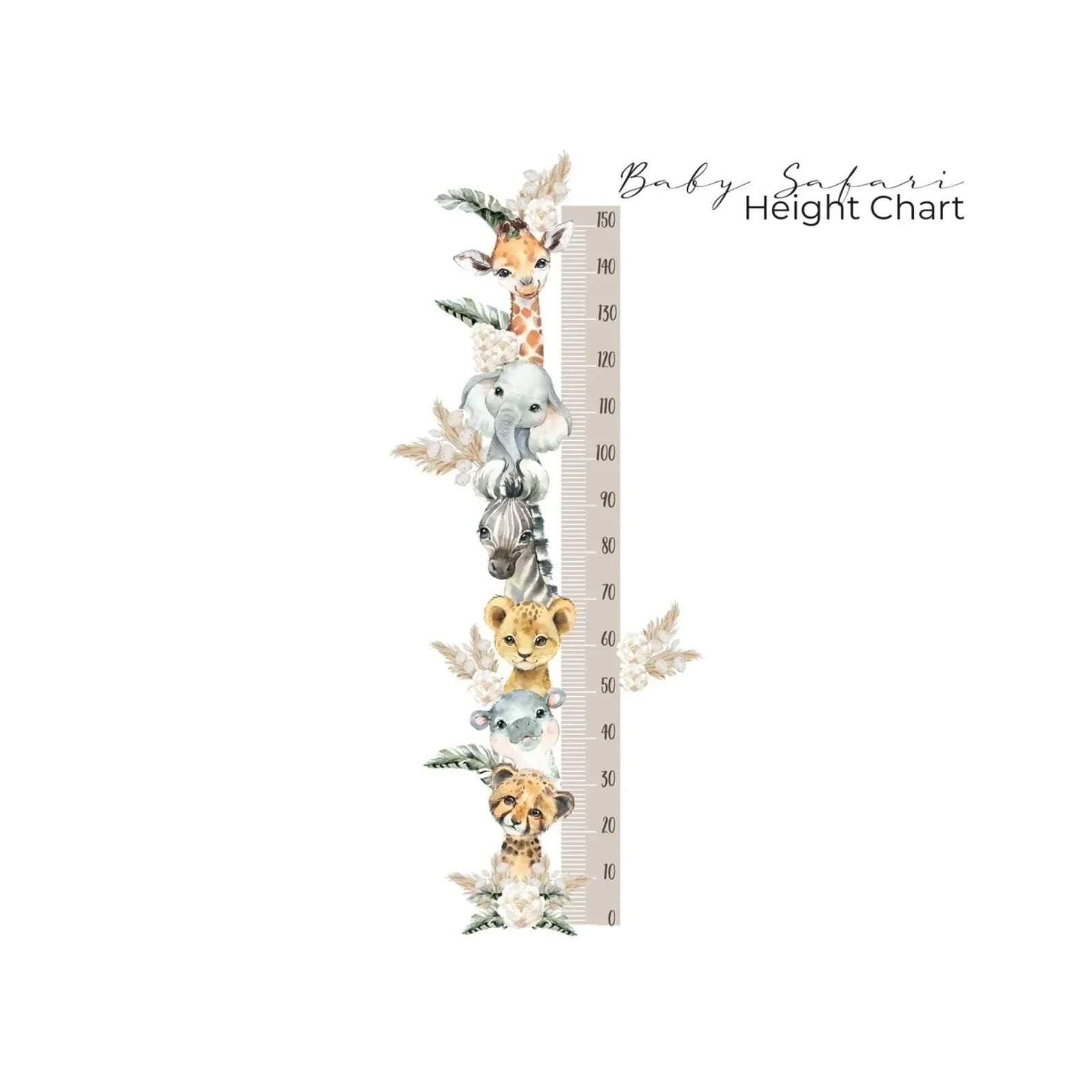 Live Vida Baby Safari Height Chart Sticker - mezetto ebebek ebebek