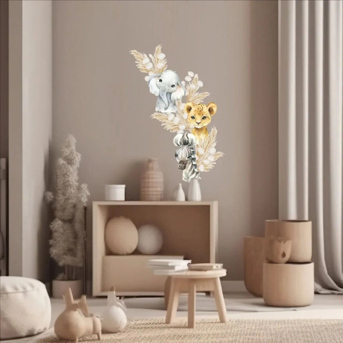 Live Vida Baby Safari Wall Sticker Elephant & Lion & Zebra 3 pcs - mezetto ebebek ebebek