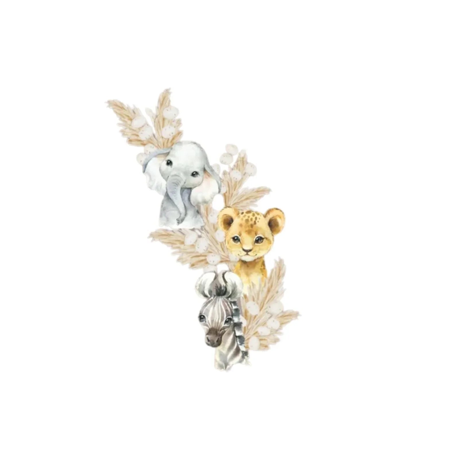 Live Vida Baby Safari Wall Sticker Elephant & Lion & Zebra 3 pcs - mezetto ebebek ebebek