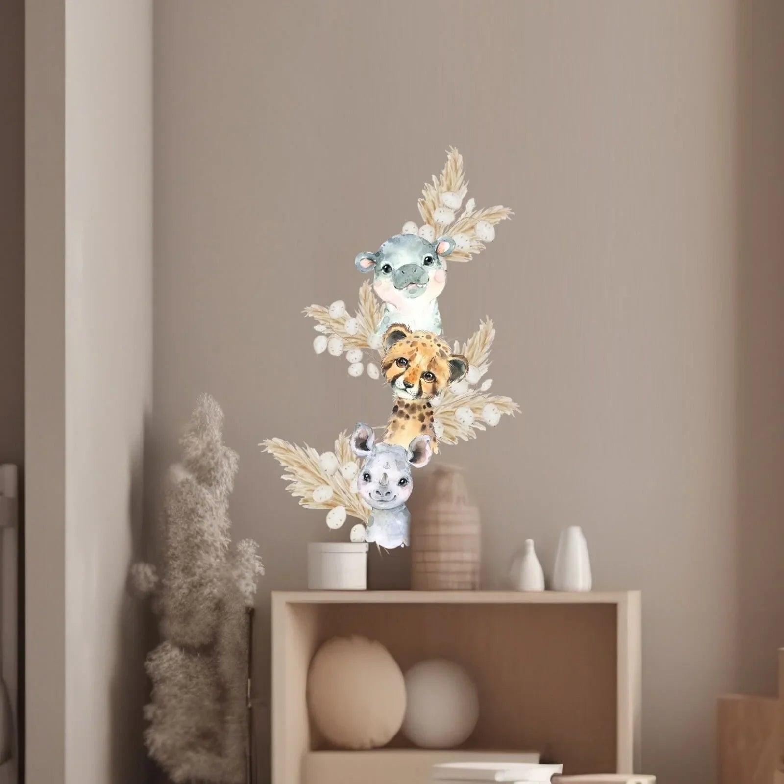 Live Vida Baby Safari Wall Sticker Hippo & Cheetah & Rhino 3 pcs - mezetto ebebek ebebek