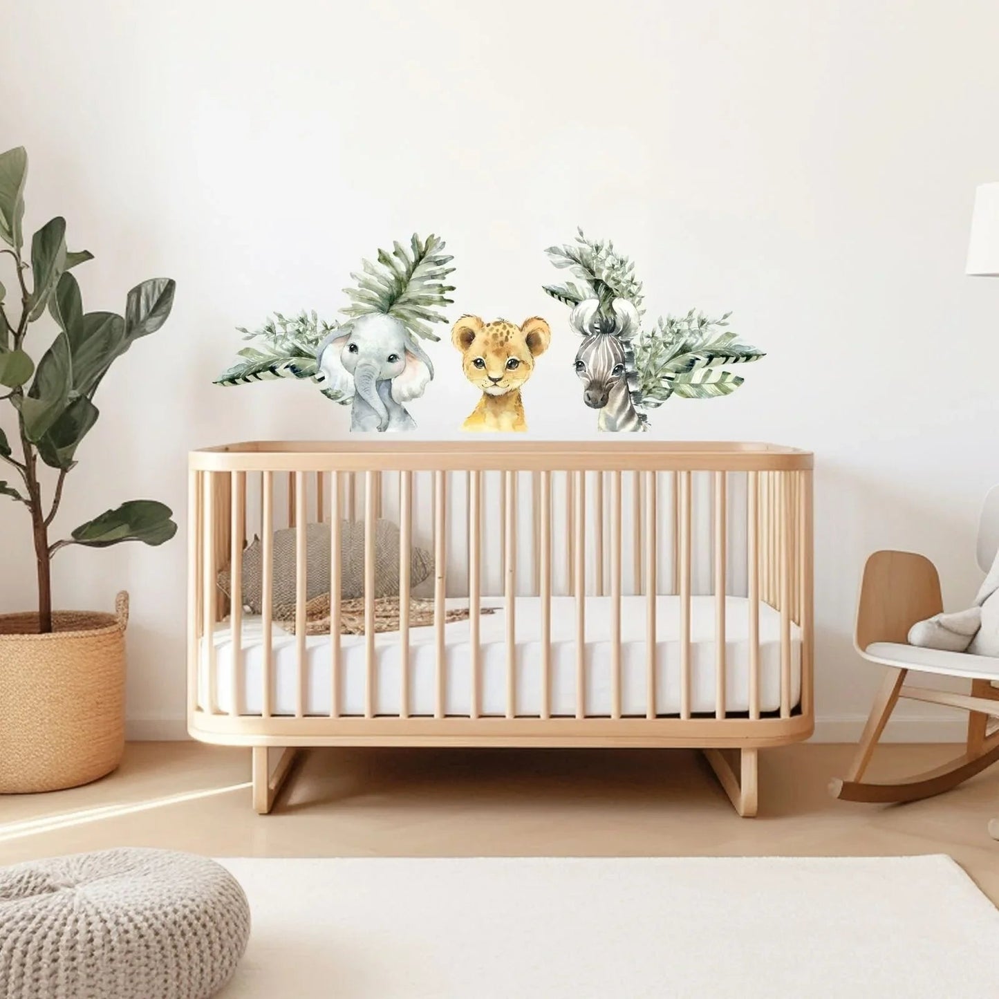 Live Vida Baby Safari Wall Sticker Leafy Elephant & Lion & Zebra 3 pcs - mezetto ebebek ebebek